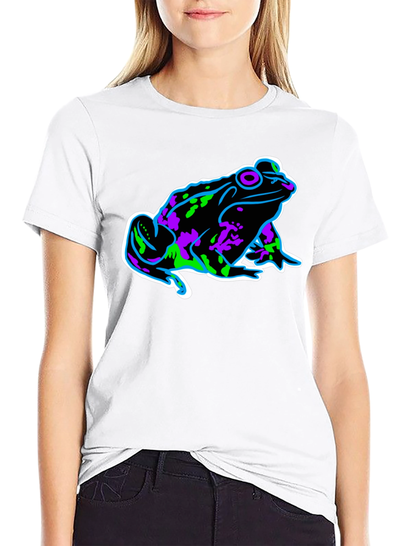 Neon Frog Graphic Black T-Shirt