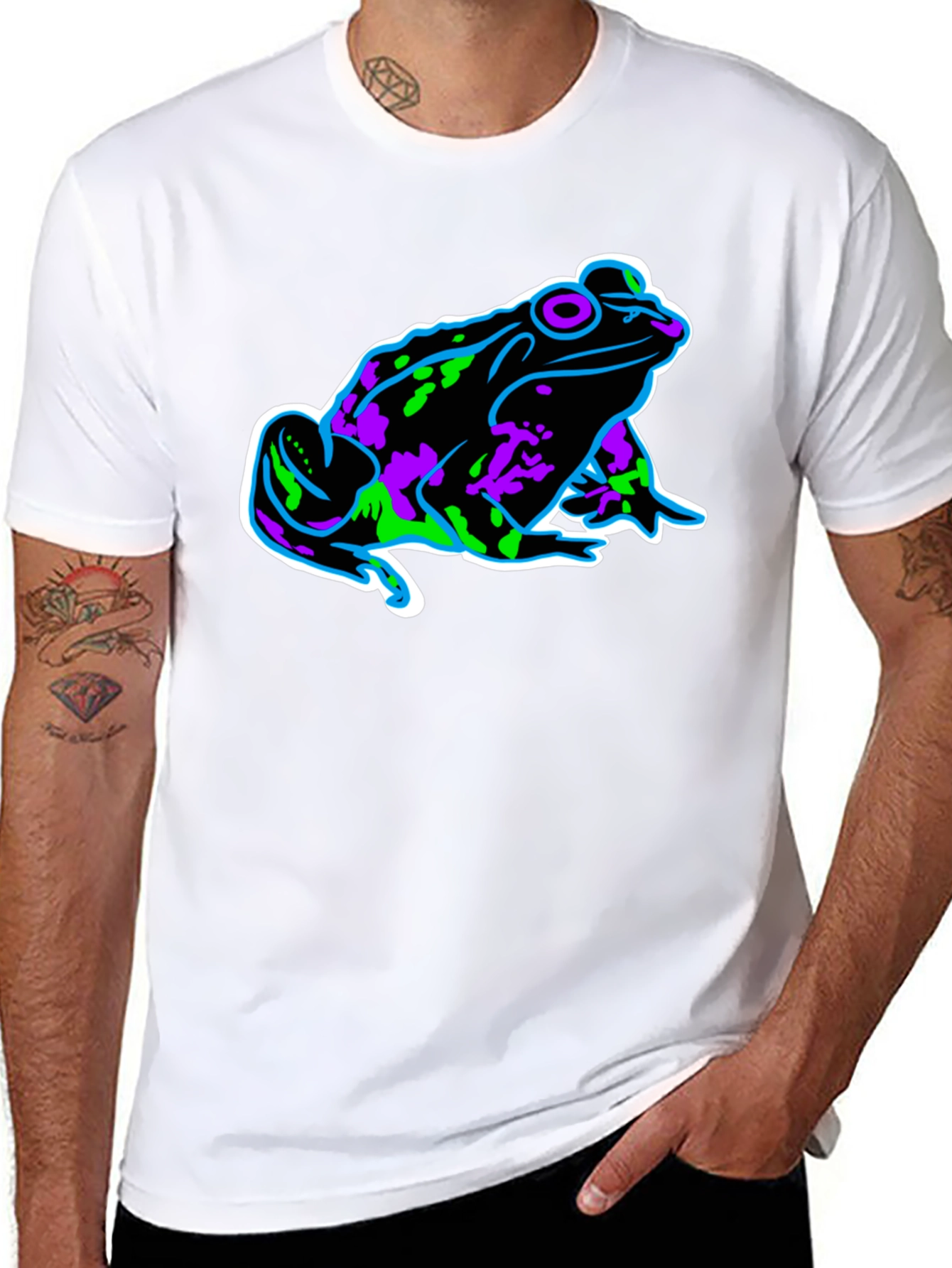 Neon Frog Graphic Black T-Shirt