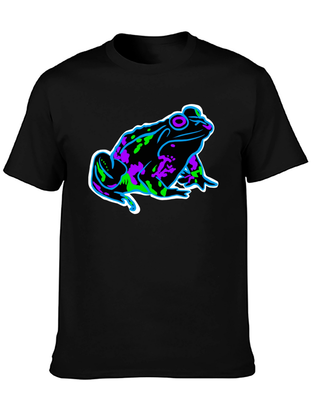 Neon Frog Graphic Black T-Shirt