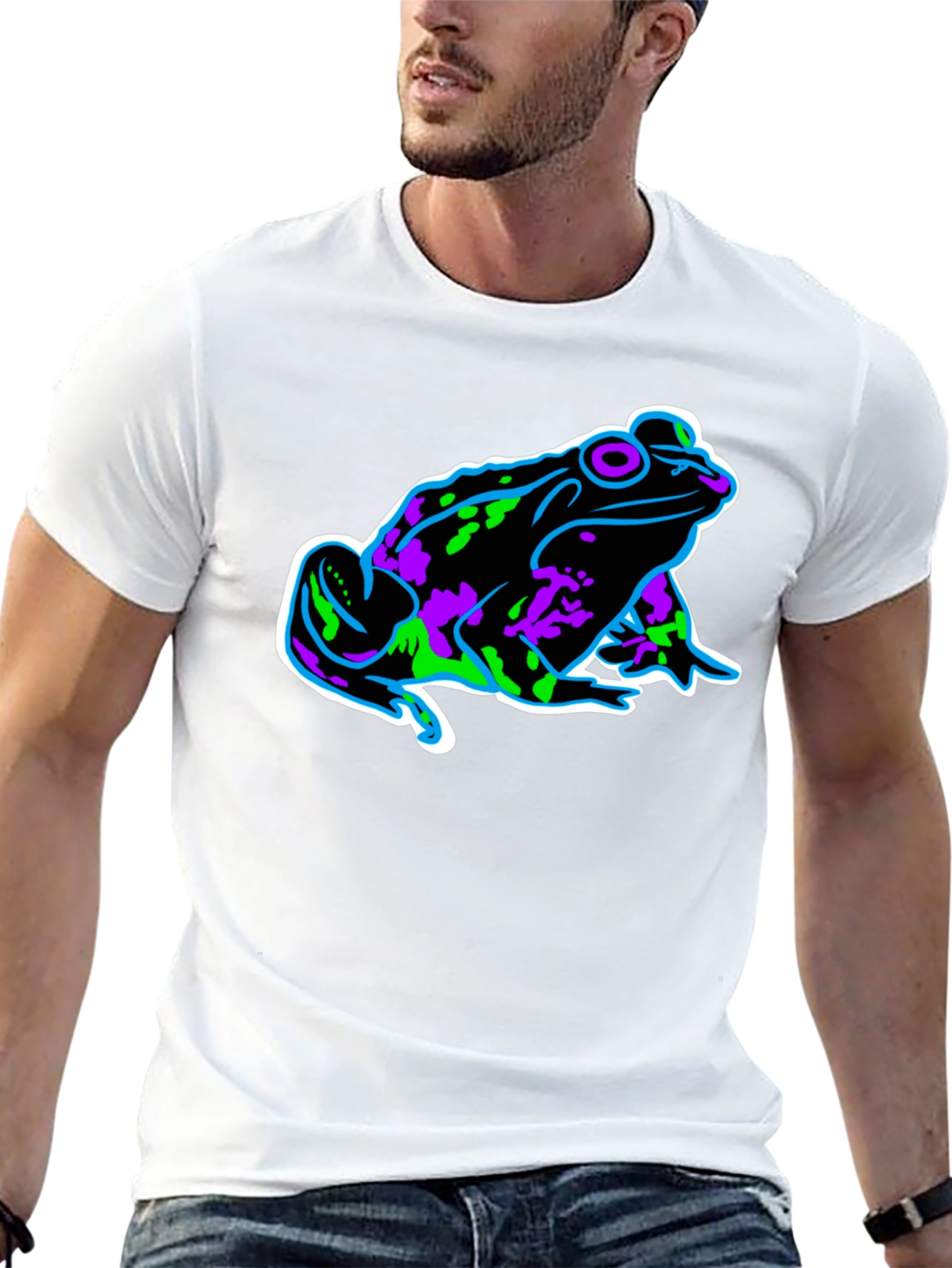 Neon Frog Graphic Black T-Shirt