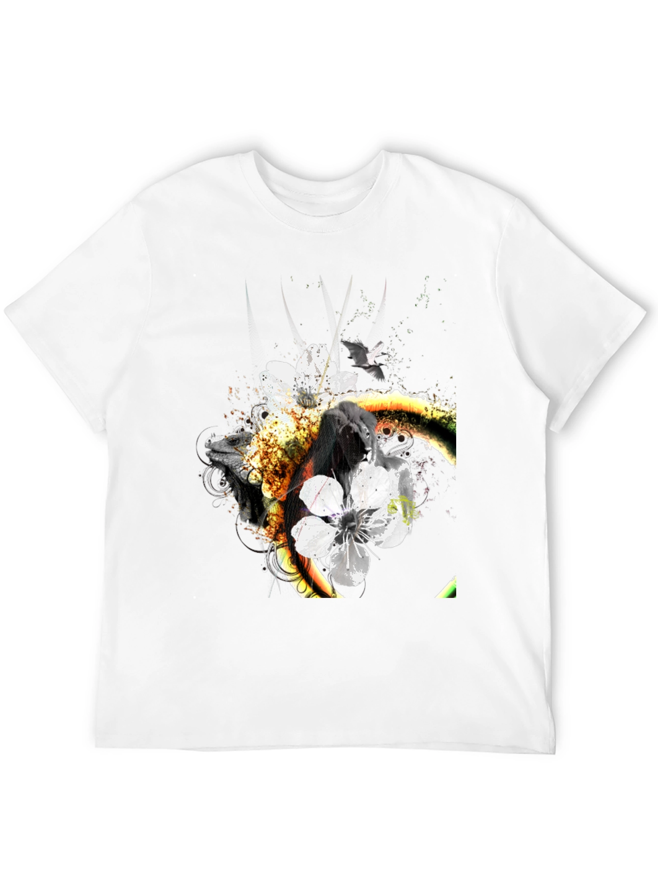 Unique Floral & Fauna Graphic Tee - Black