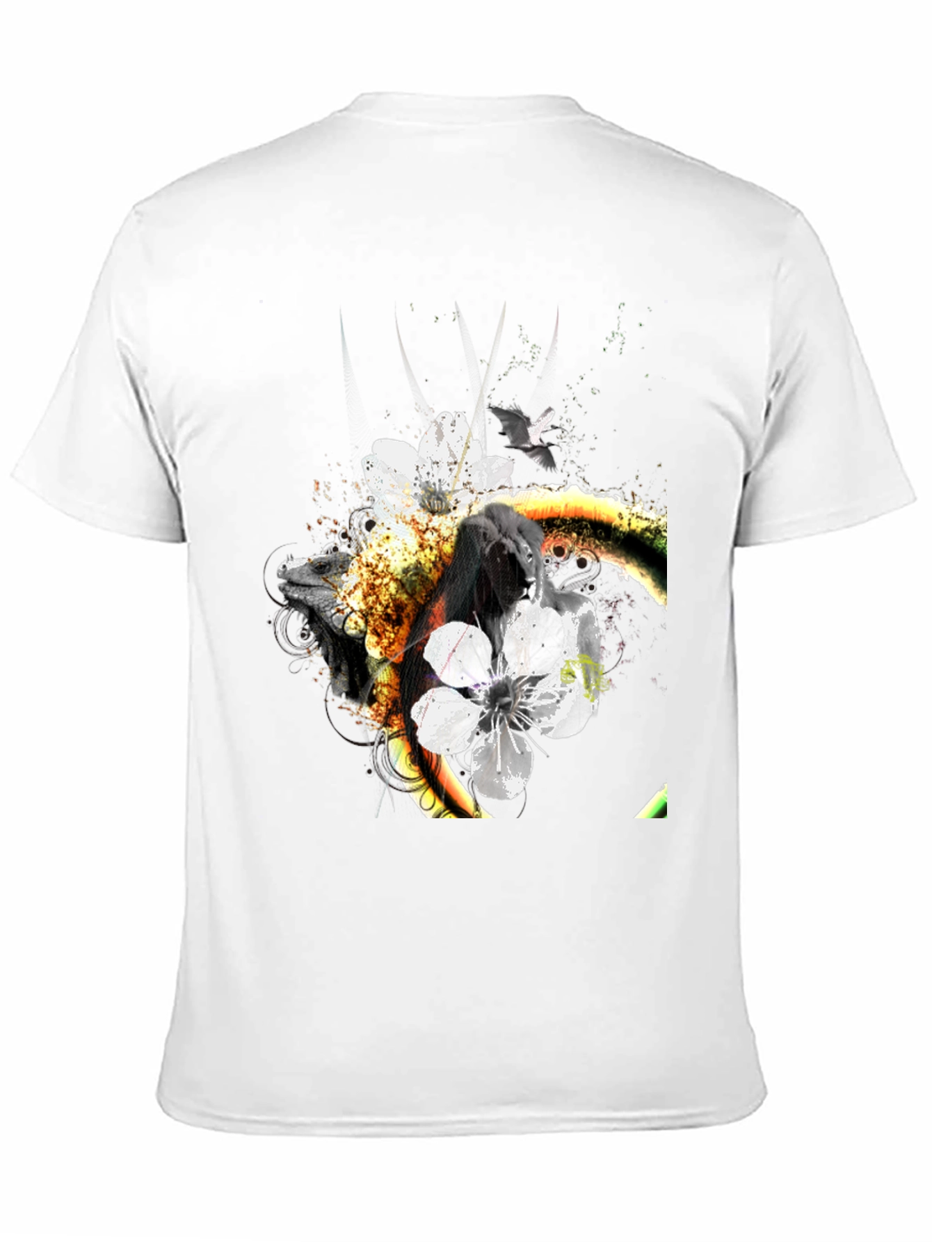 Unique Floral & Fauna Graphic Tee - Black