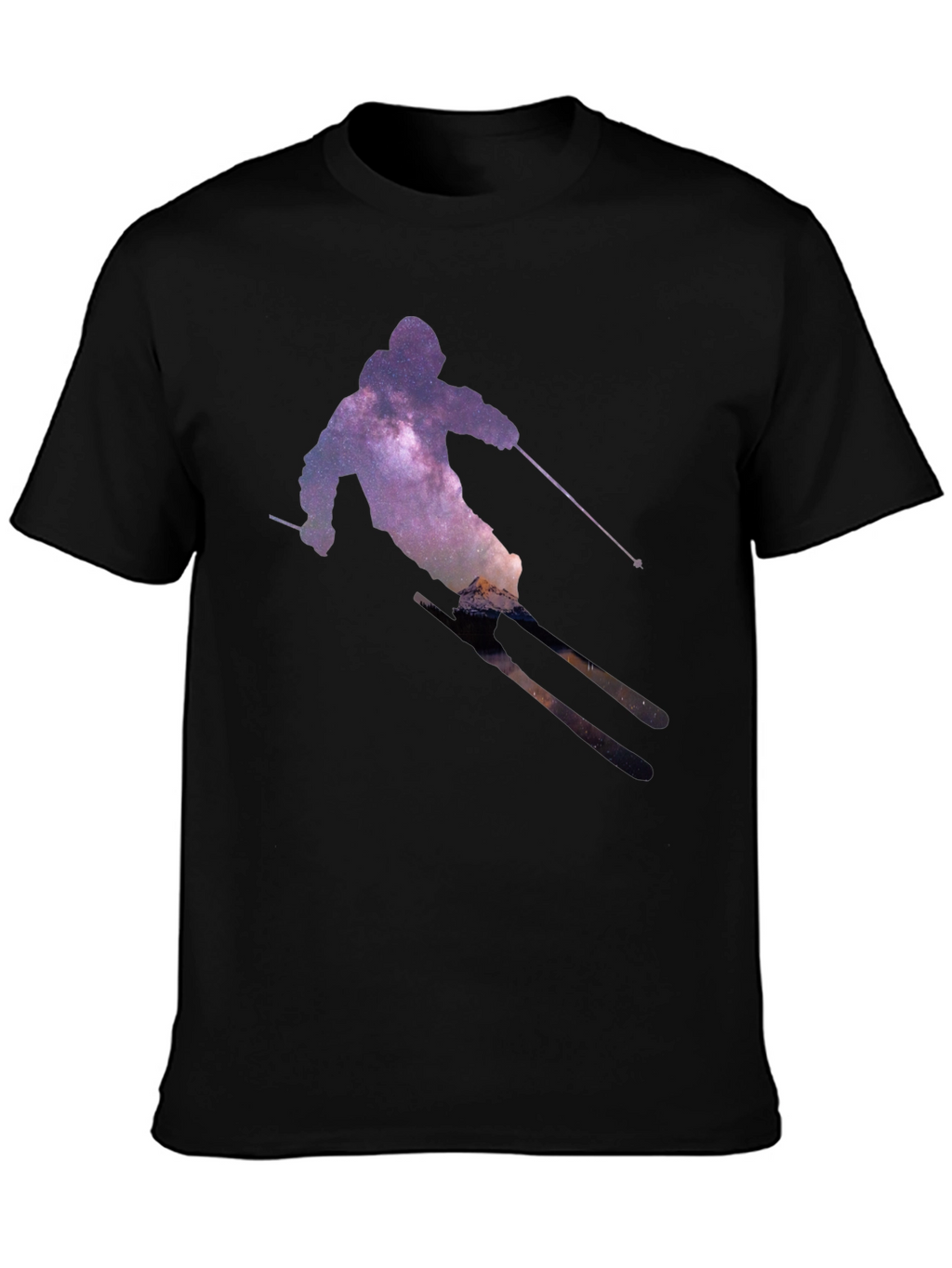 Galaxy Skier Graphic T-Shirt - Unique Space Tee