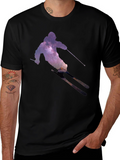 Galaxy Skier Graphic T-Shirt - Unique Space Tee
