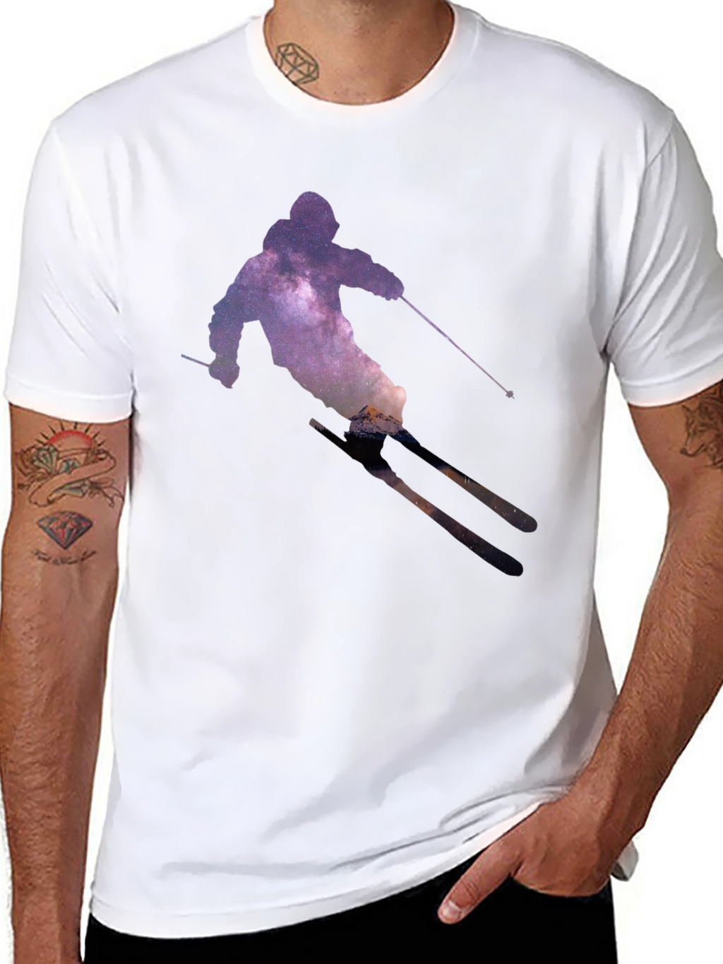 Galaxy Skier Graphic T-Shirt - Unique Space Tee