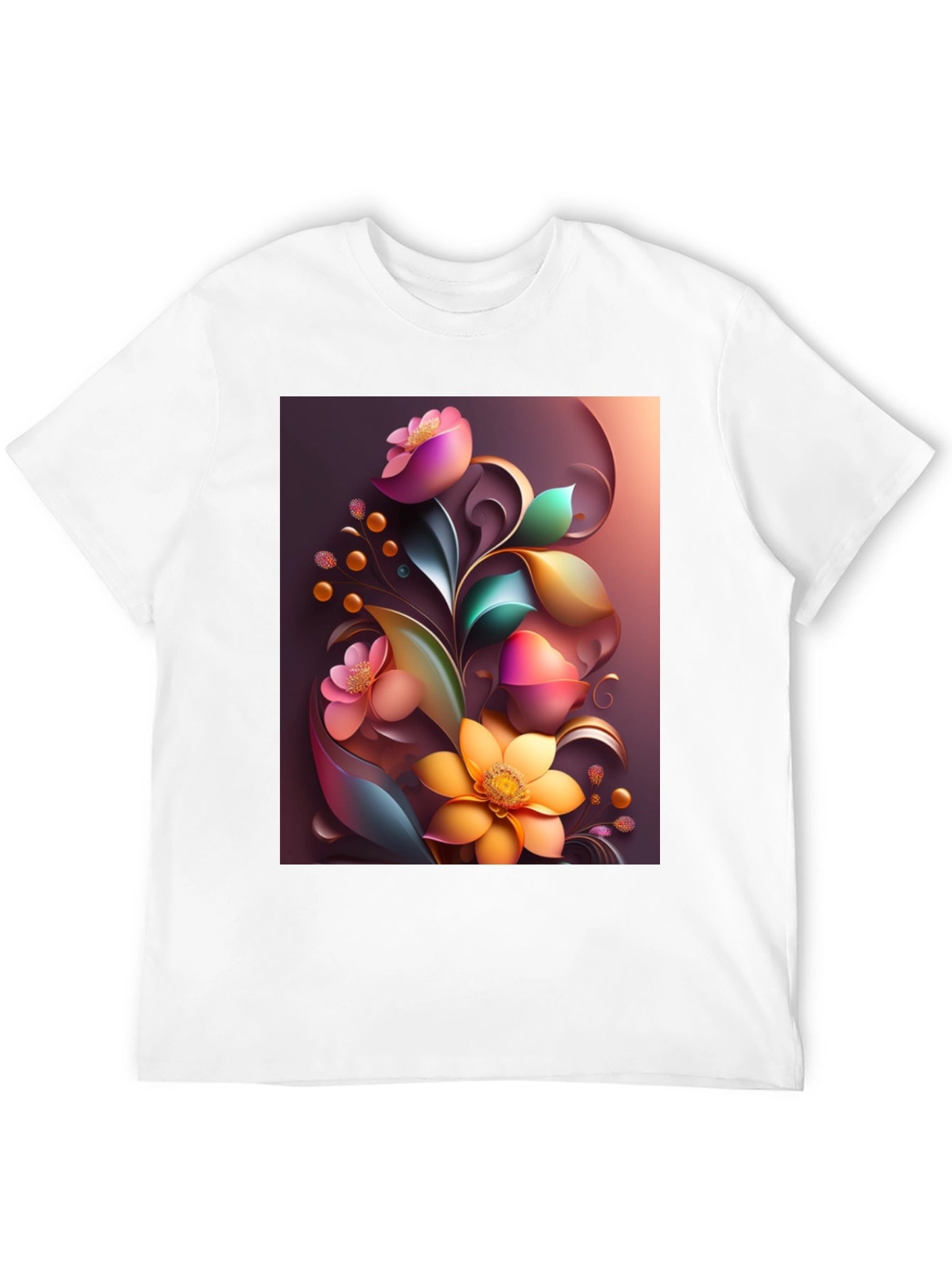 Floral Art Graphic Print Black T-Shirt