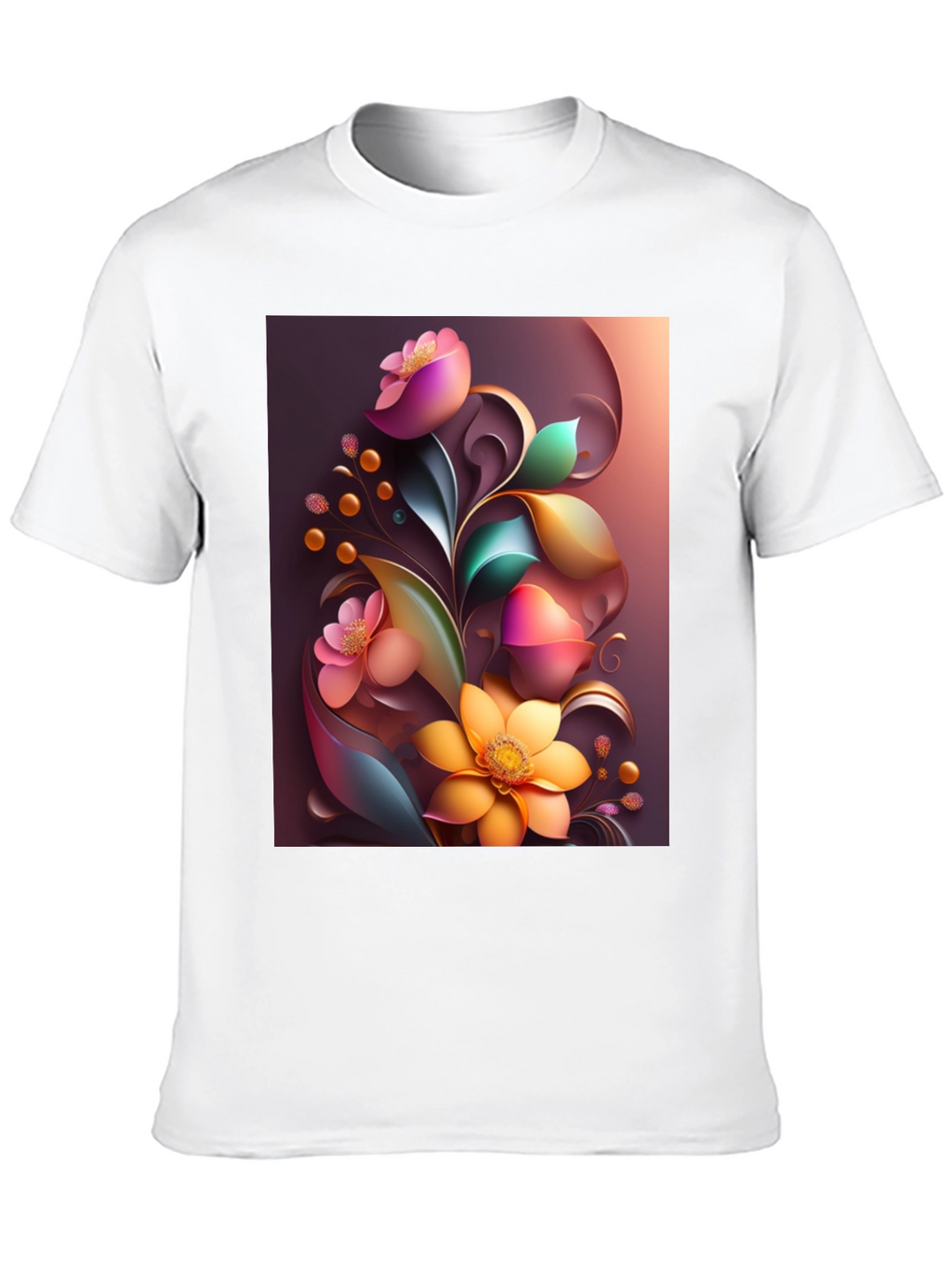 Floral Art Graphic Print Black T-Shirt