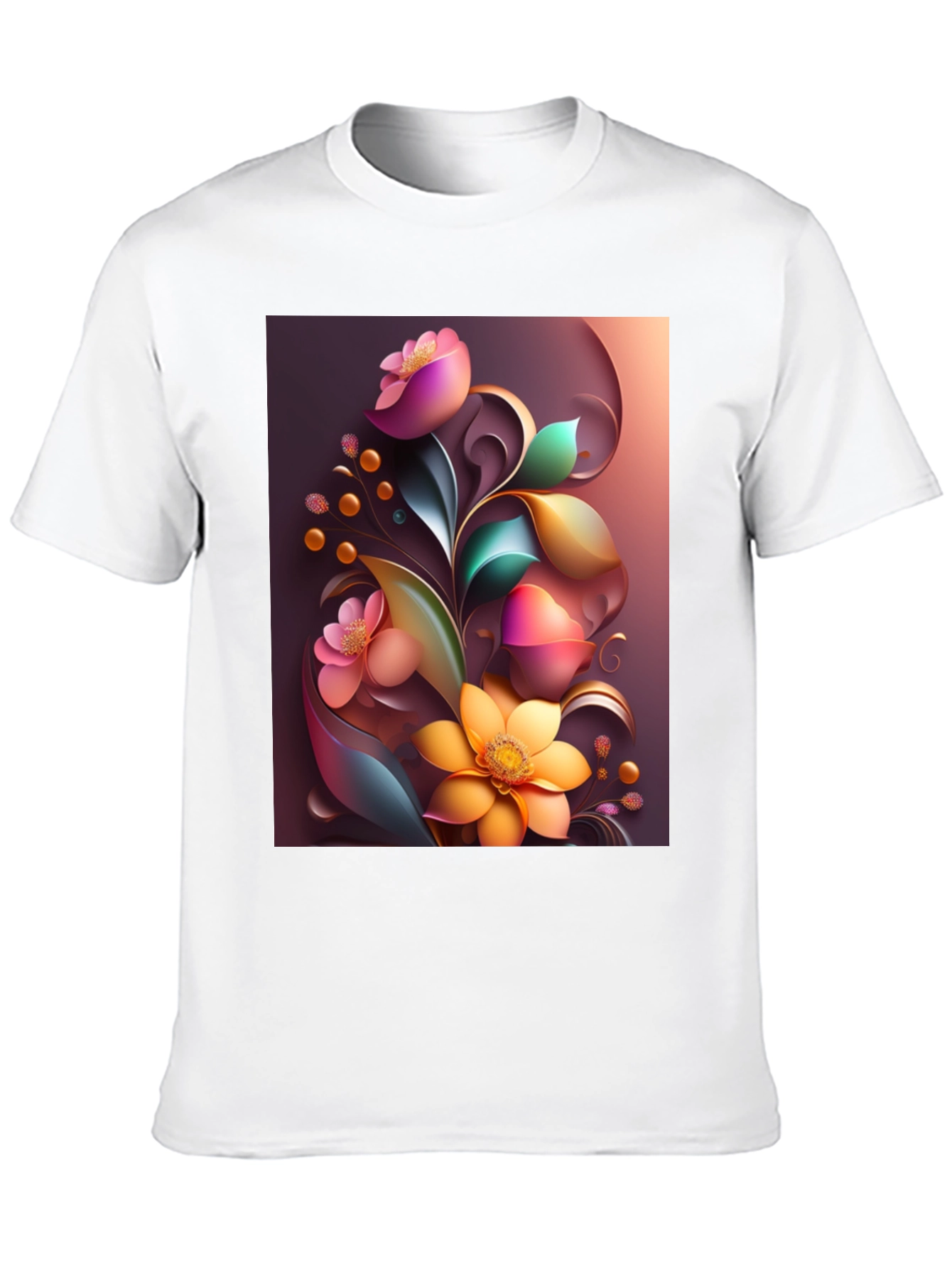 Floral Art Graphic Print Black T-Shirt