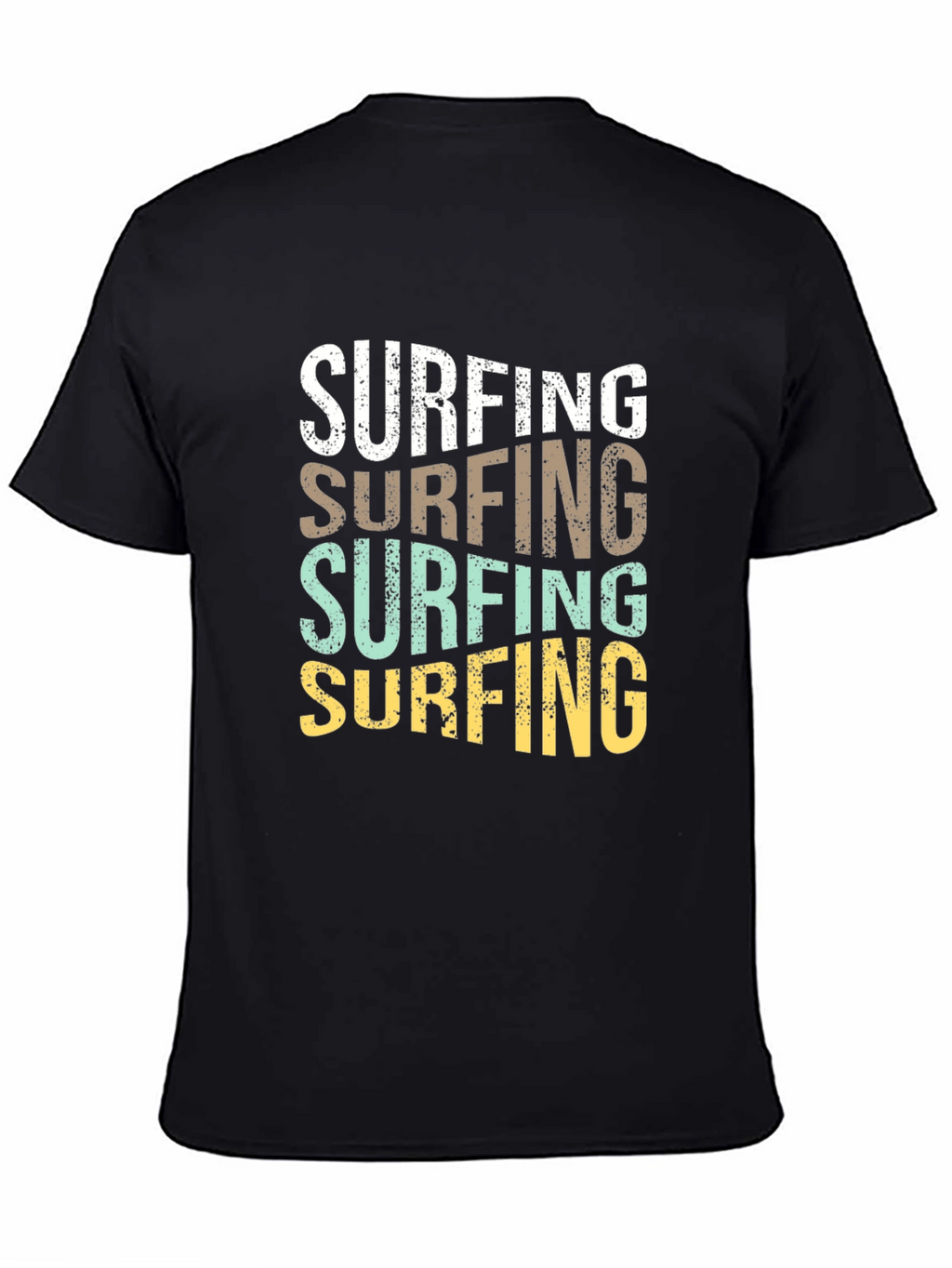 Retro Surfing Graphic T-Shirt - Black