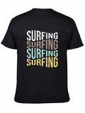 Retro Surfing Graphic T-Shirt - Black