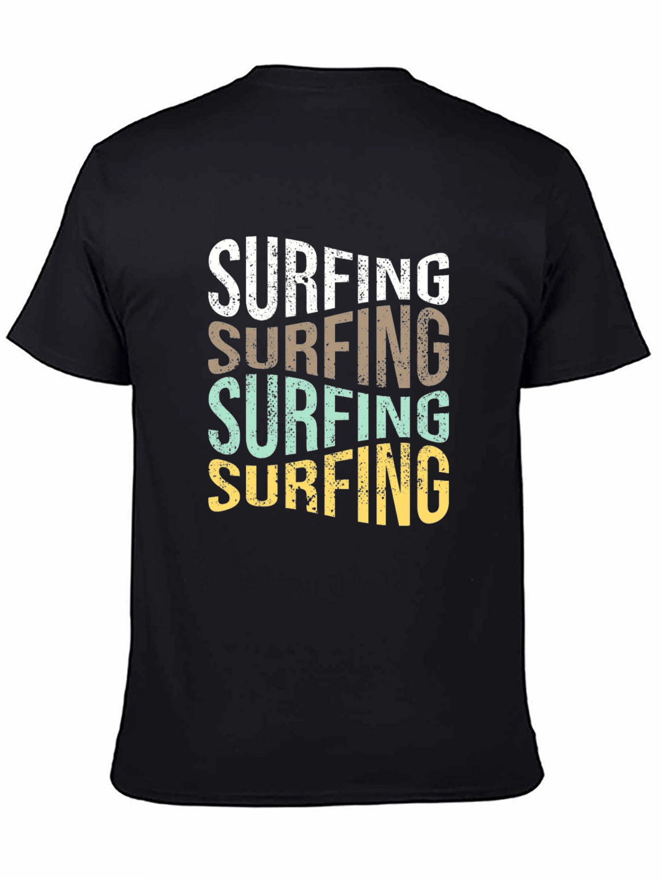 Retro Surfing Graphic T-Shirt - Black