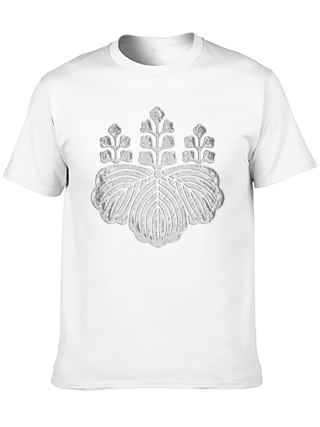 Black T-Shirt with Silver Japanese Crest Design