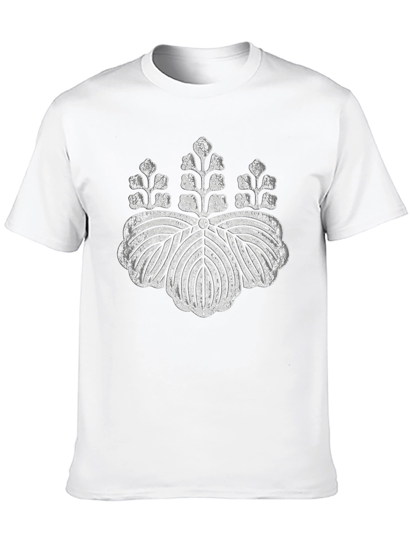 Black T-Shirt with Silver Japanese Crest Design