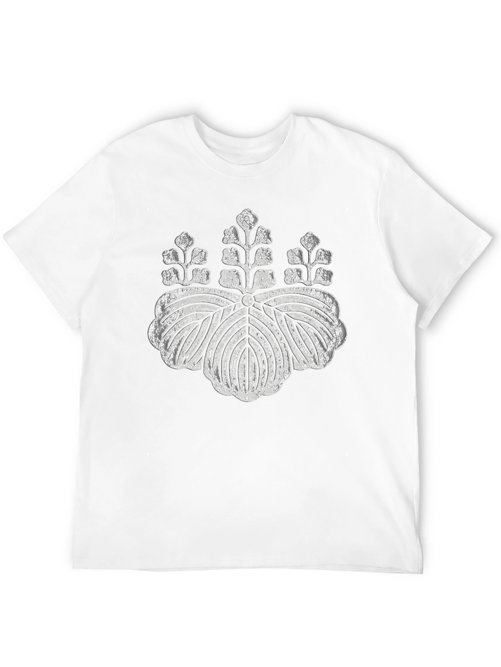 Black T-Shirt with Silver Japanese Crest Design