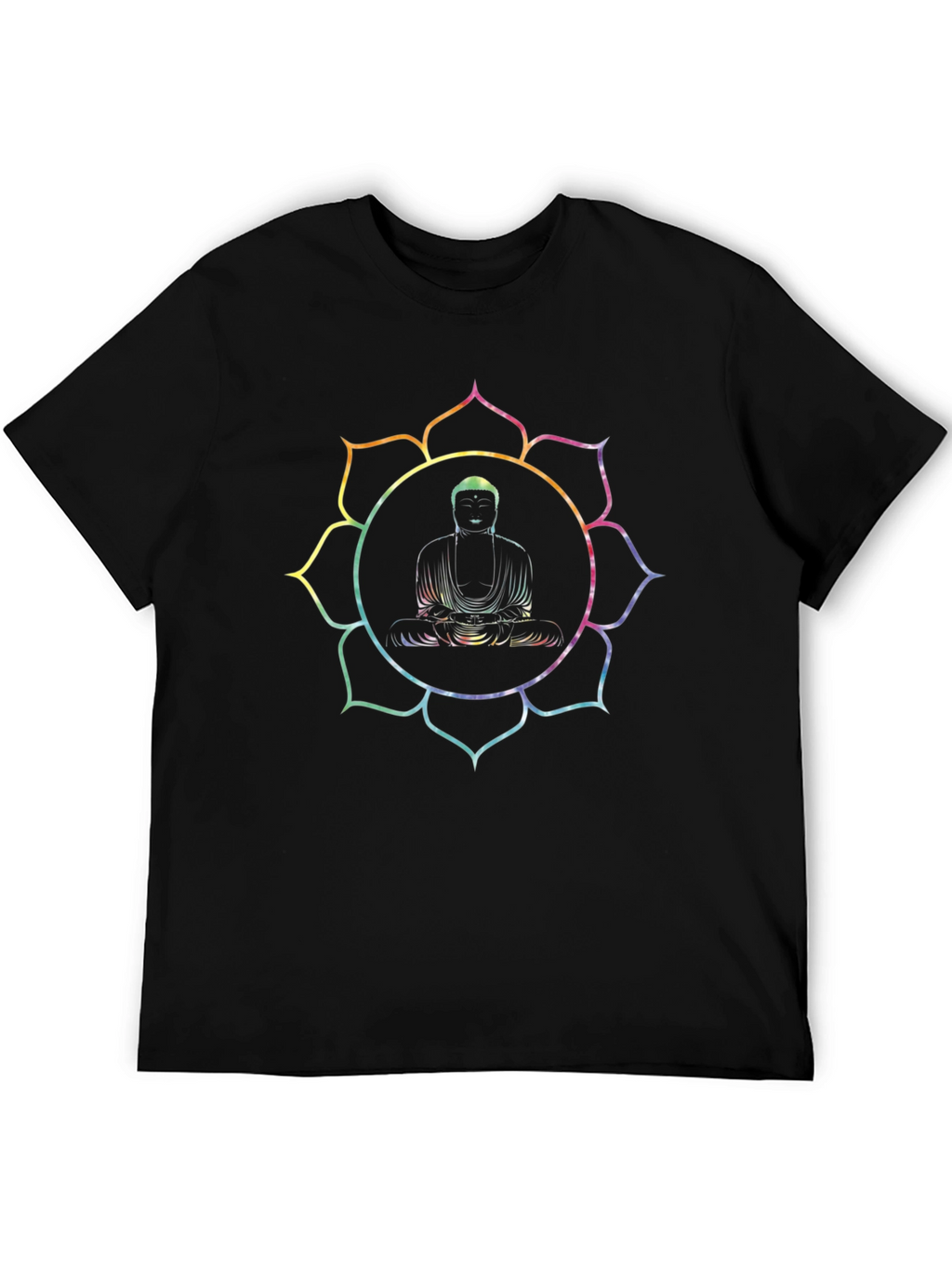 Buddha Lotus Graphic Tee - Black Cotton T-Shirt