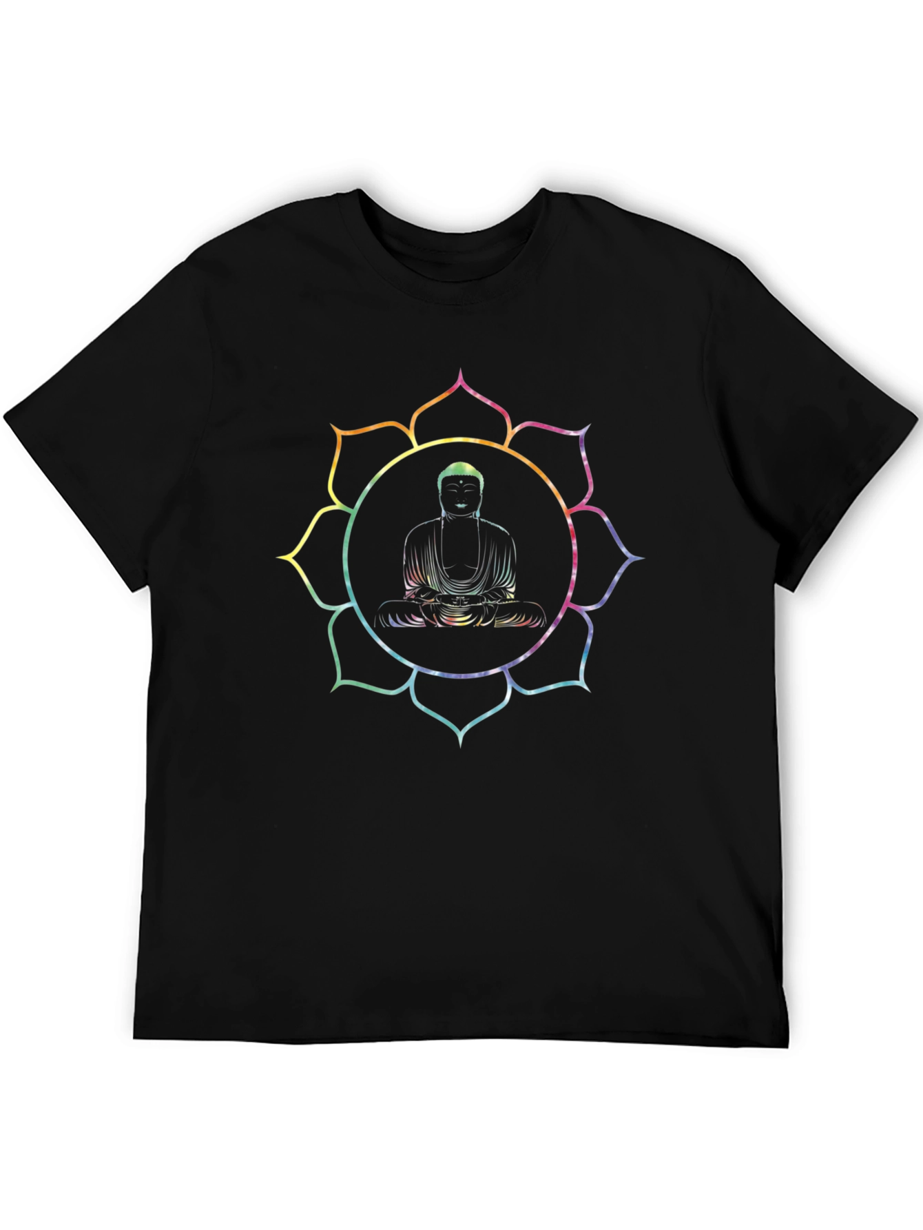 Buddha Lotus Graphic Tee - Black Cotton T-Shirt