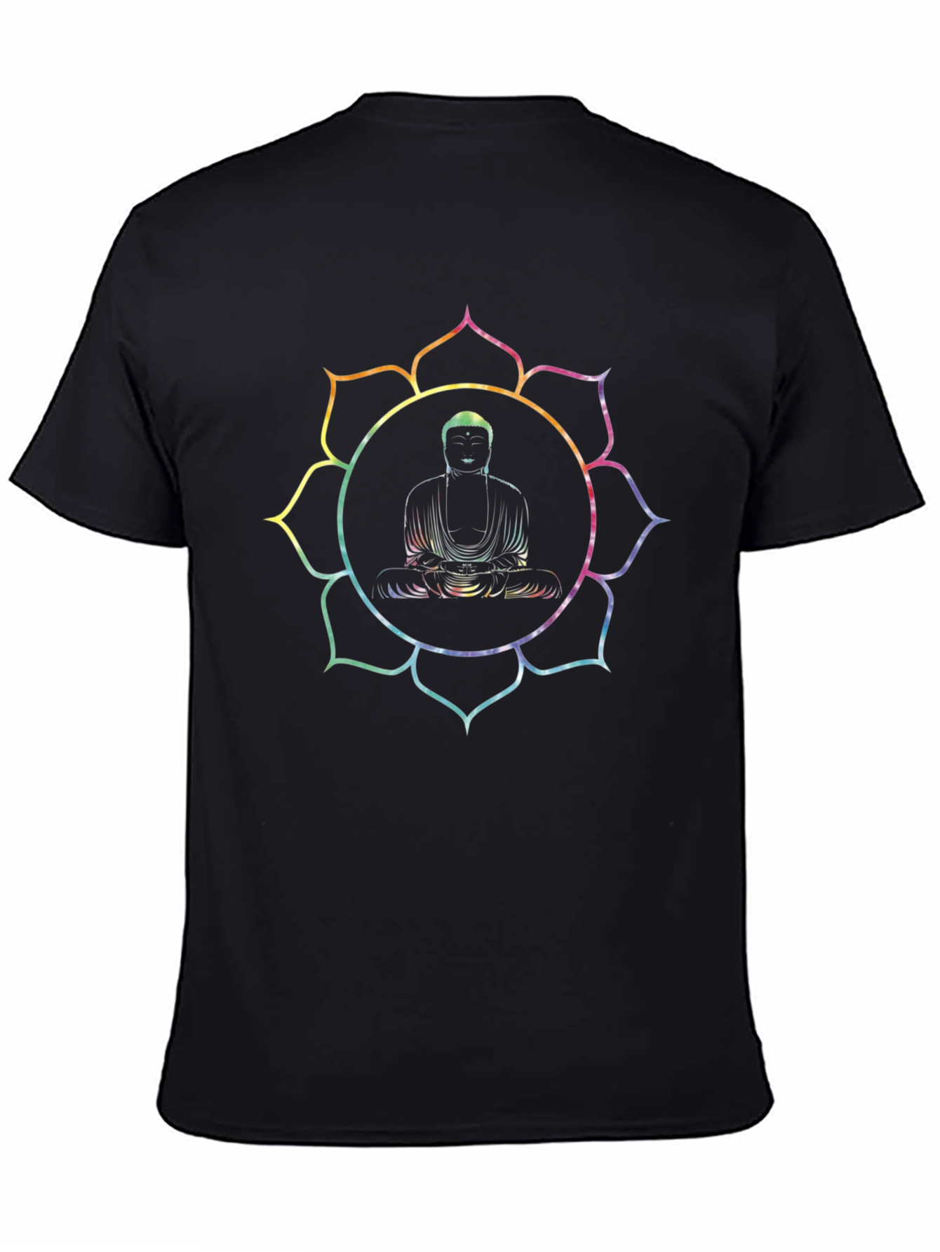 Buddha Lotus Graphic Tee - Black Cotton T-Shirt