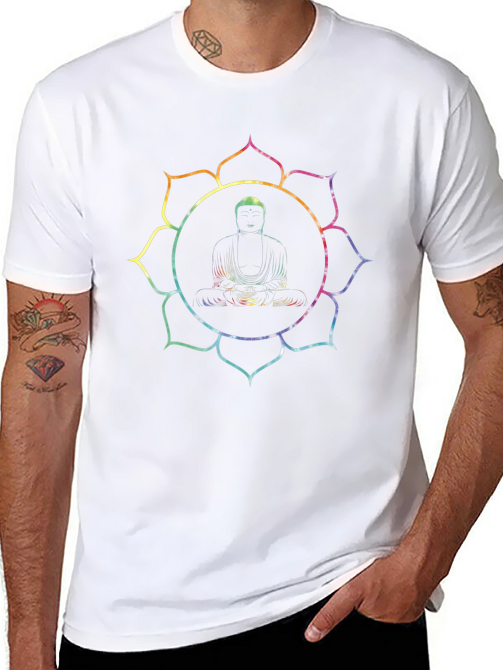 Buddha Lotus Graphic Tee - Black Cotton T-Shirt