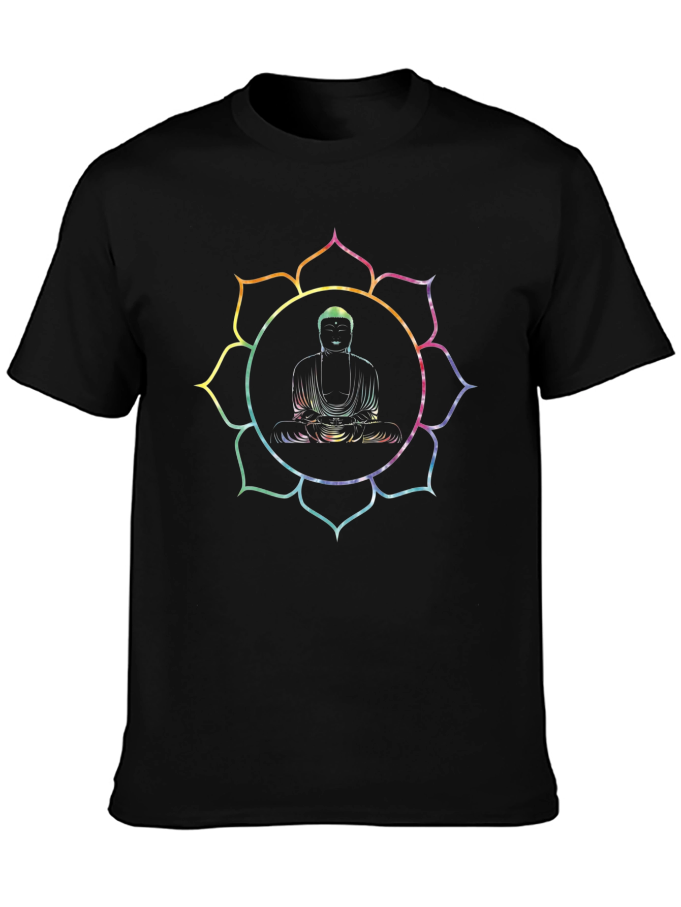 Buddha Lotus Graphic Tee - Black Cotton T-Shirt