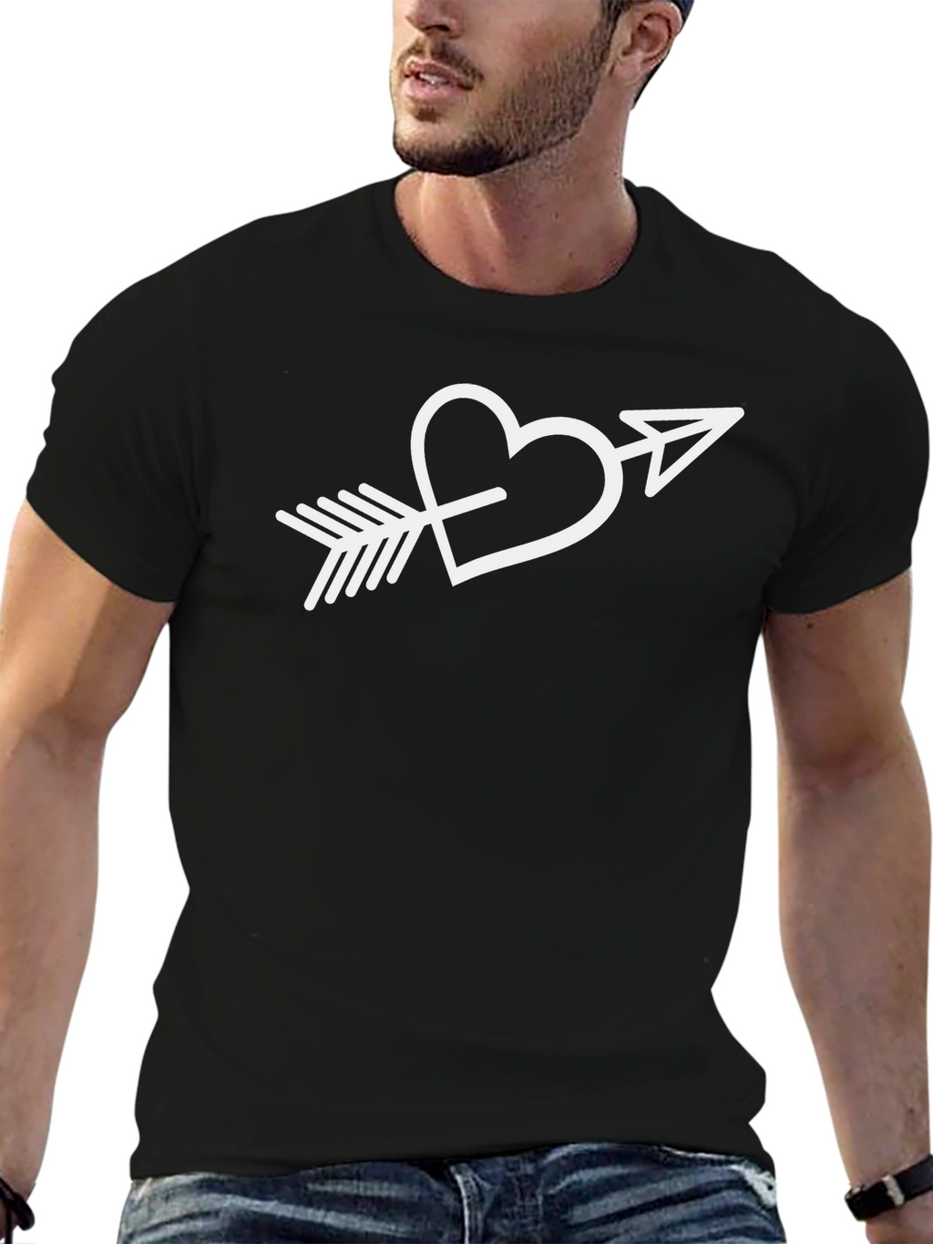 Heart Arrow Graphic Tee - Stylish Black T-Shirt
