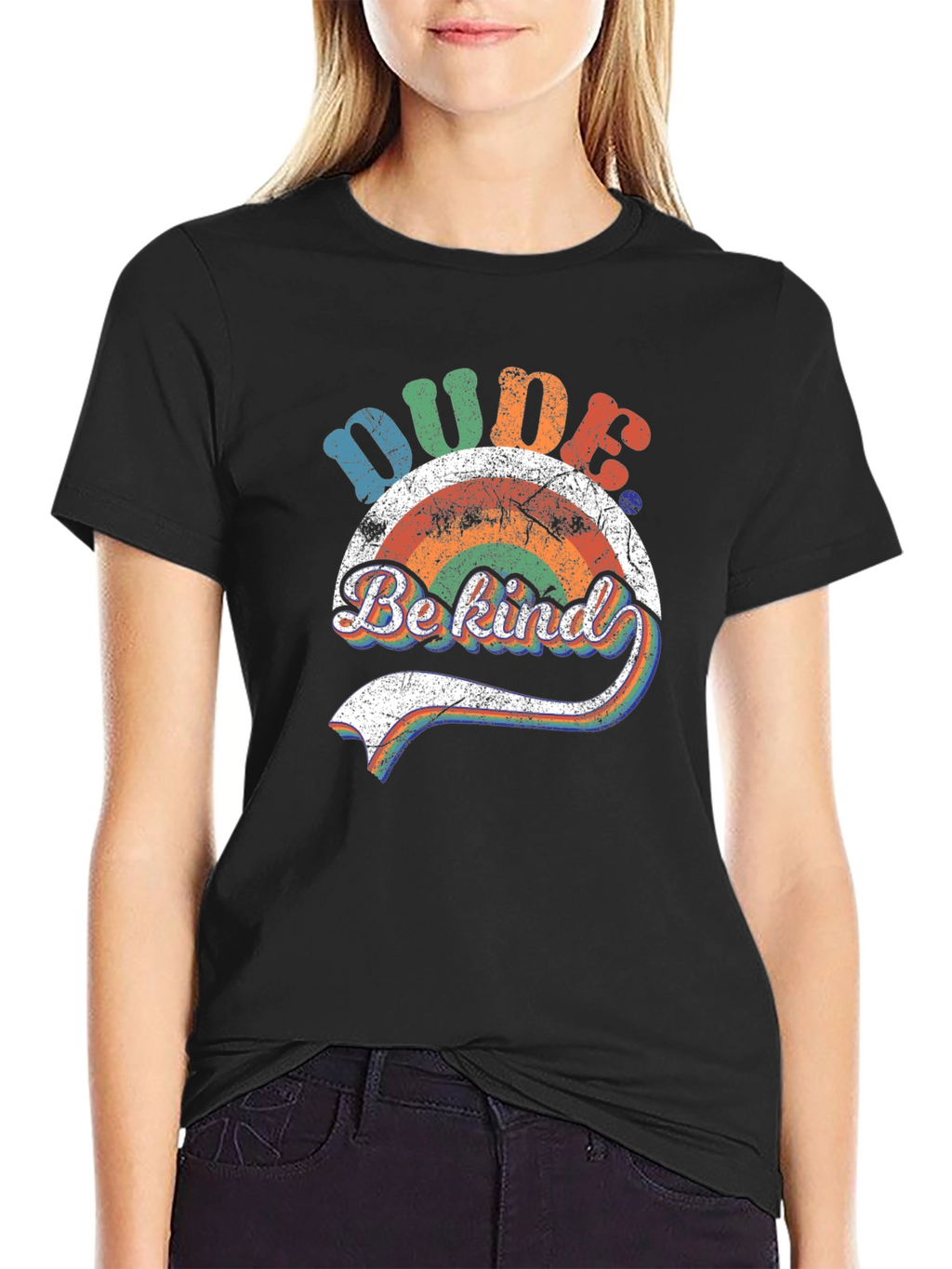 Dude Be Kind Rainbow Graphic T-Shirt