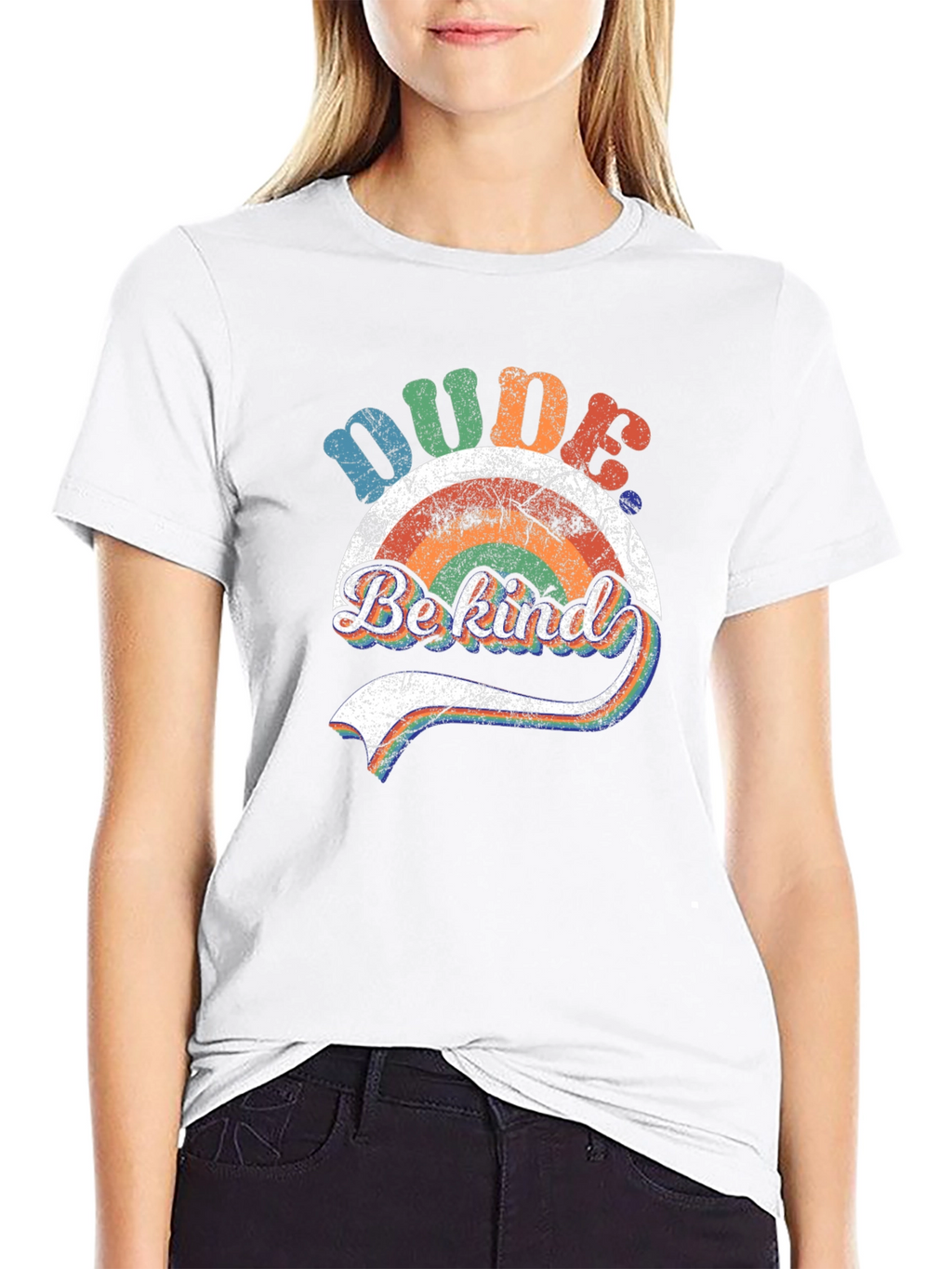 Dude Be Kind Rainbow Graphic T-Shirt