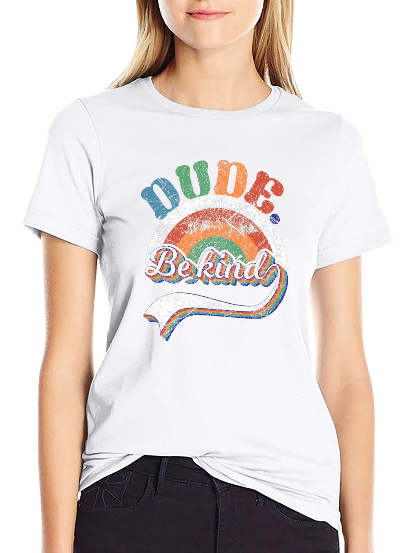 Dude Be Kind Rainbow Graphic T-Shirt