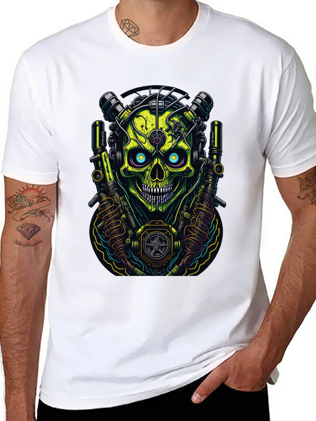 Cyberpunk Skull Graphic T-Shirt - Edgy Style