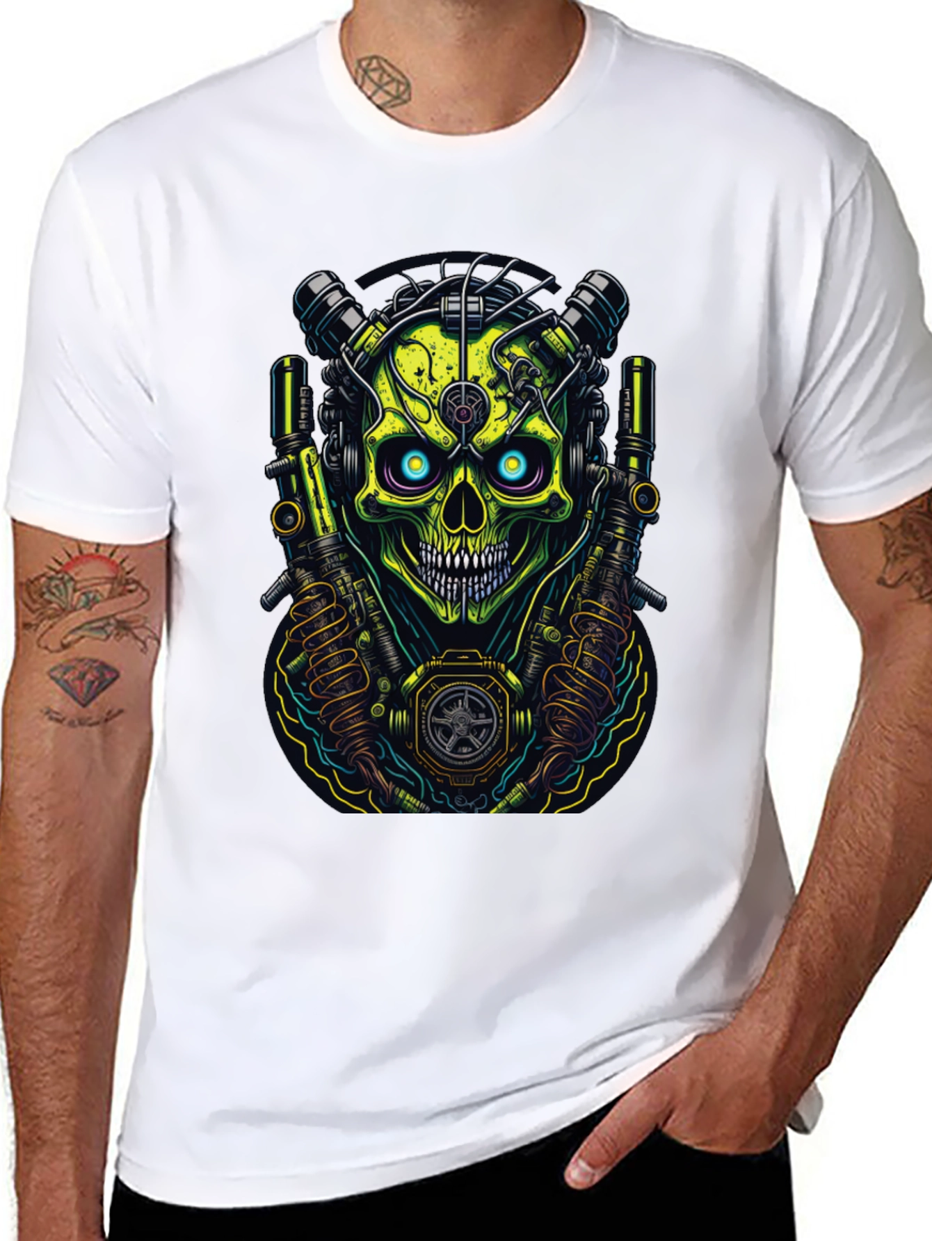 Cyberpunk Skull Graphic T-Shirt - Edgy Style