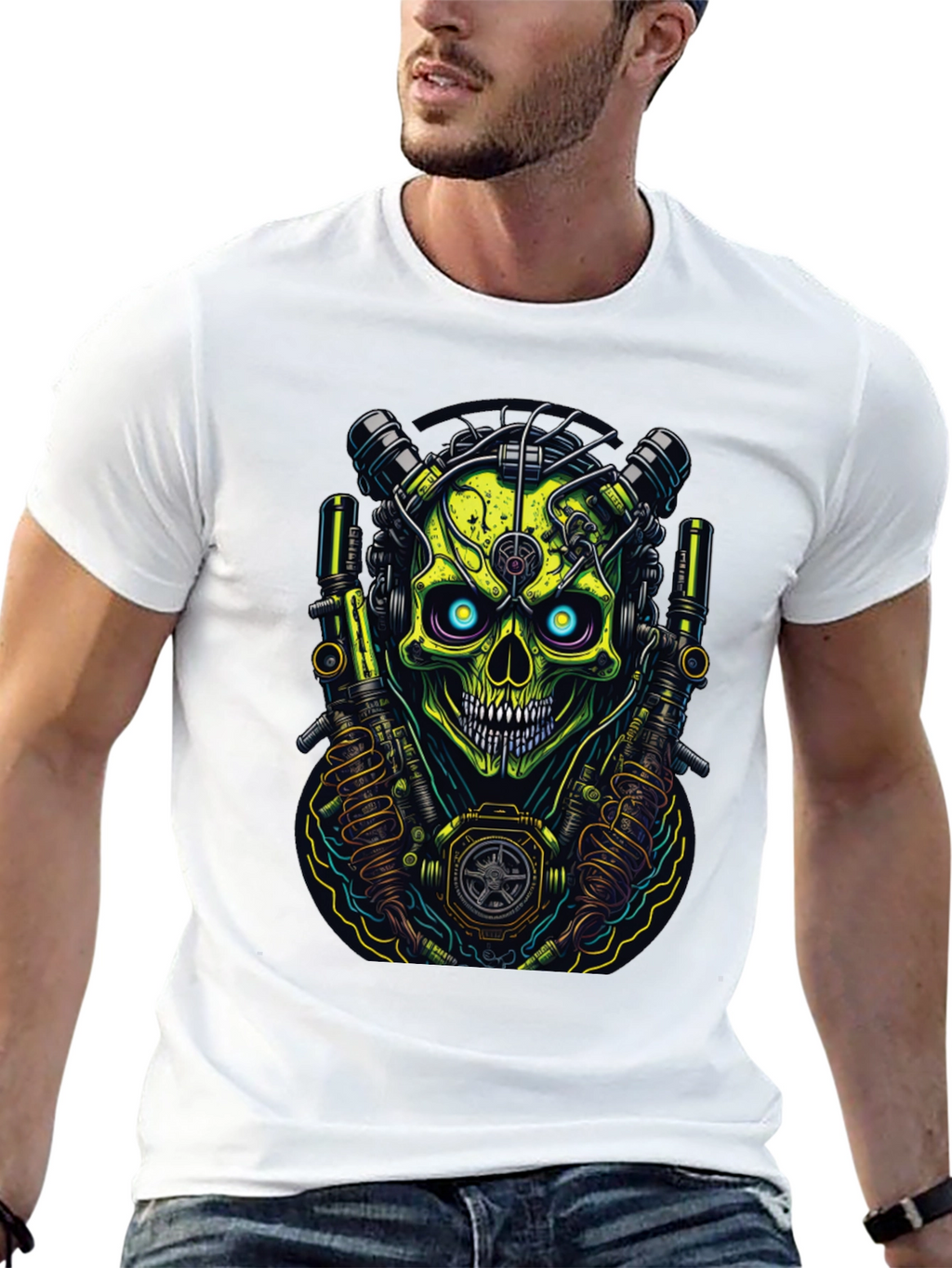 Cyberpunk Skull Graphic T-Shirt - Edgy Style