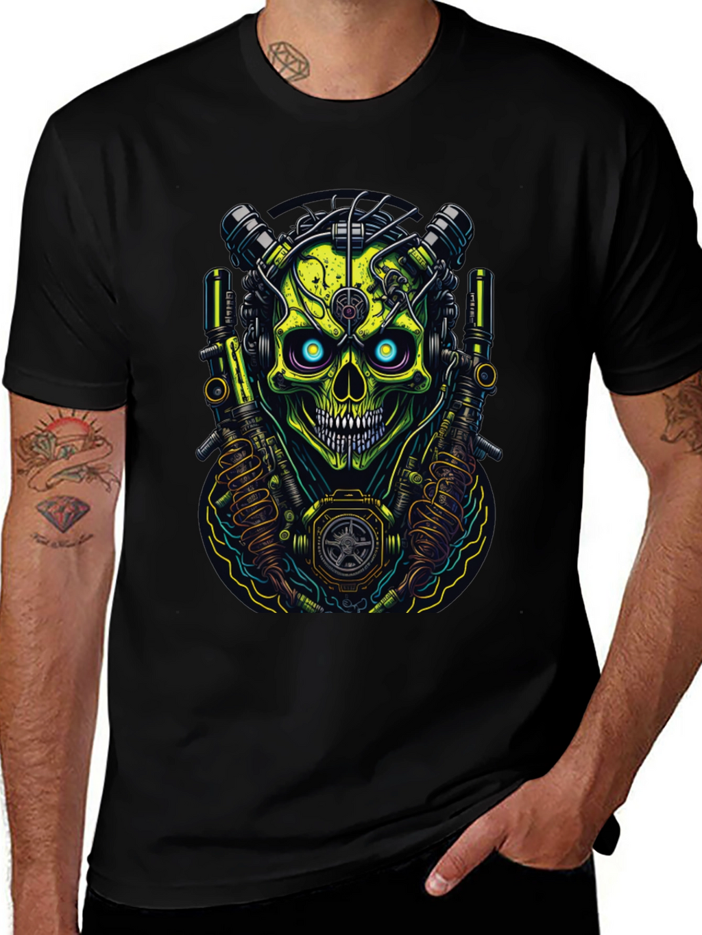 Cyberpunk Skull Graphic T-Shirt - Edgy Style