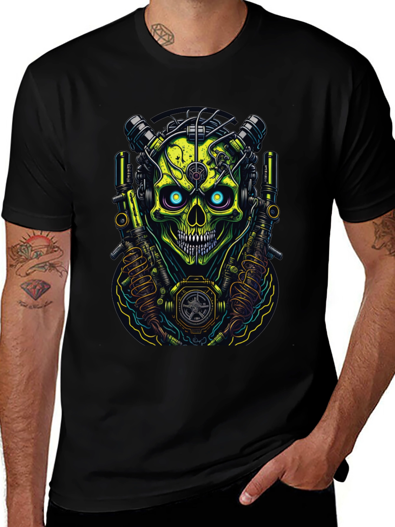 Cyberpunk Skull Graphic T-Shirt - Edgy Style