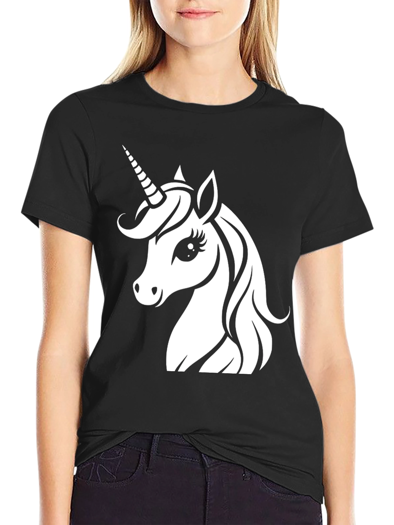 Unicorn Graphic Tee - Black Cotton Shirt
