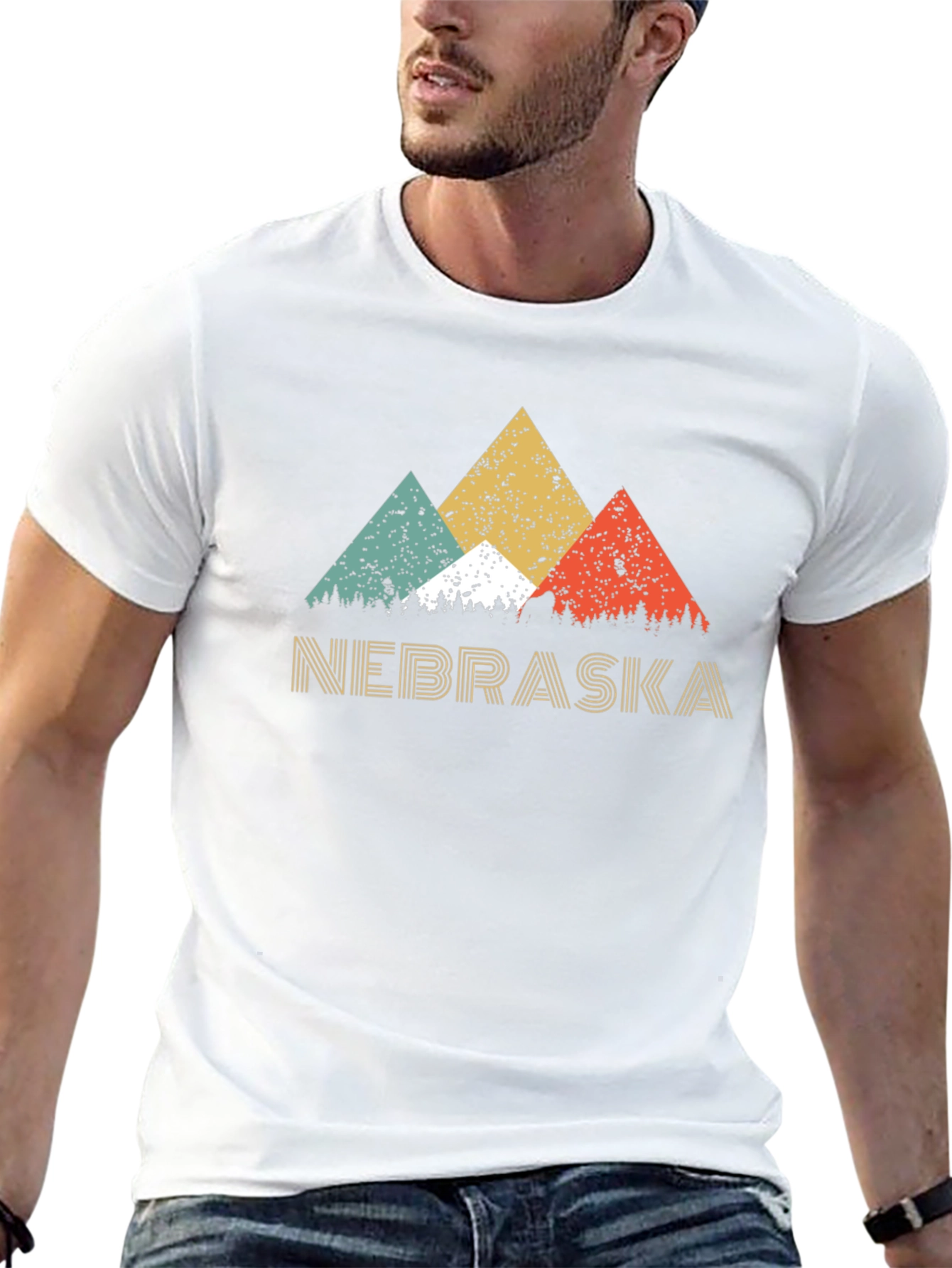 Retro Nebraska Mountain Graphic Tee - Black