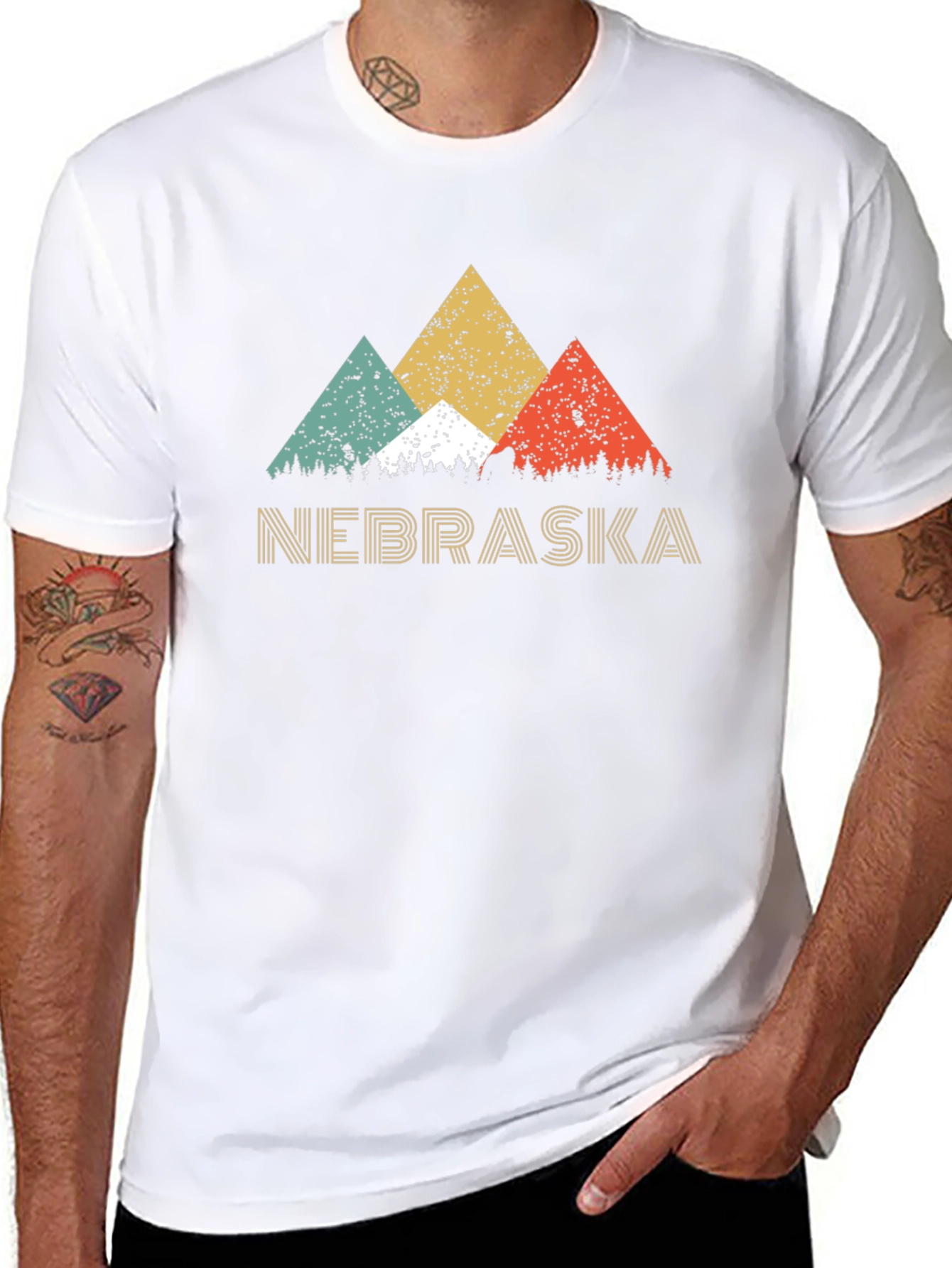 Retro Nebraska Mountain Graphic Tee - Black