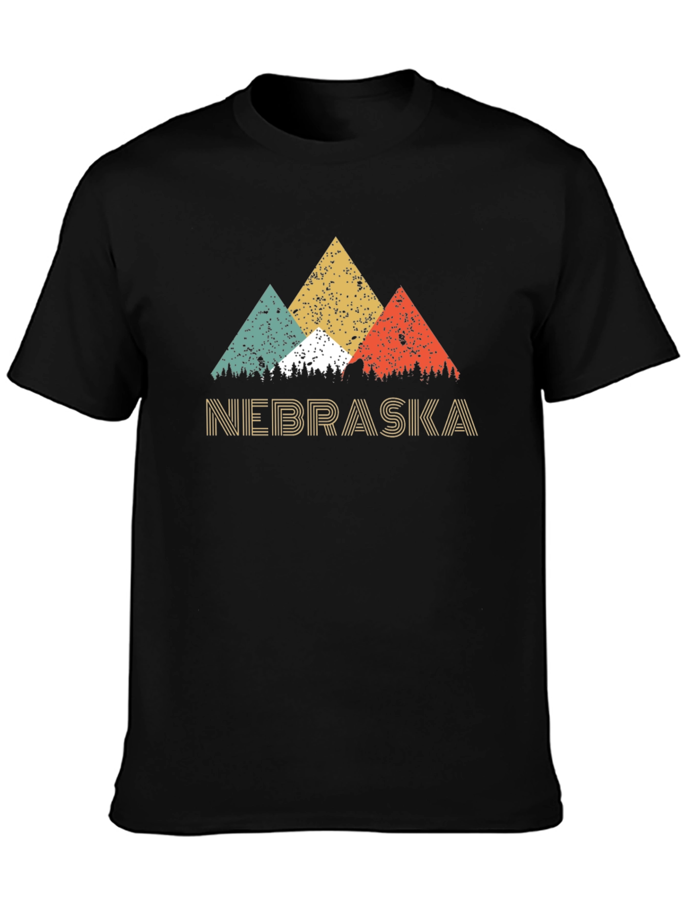 Retro Nebraska Mountain Graphic Tee - Black