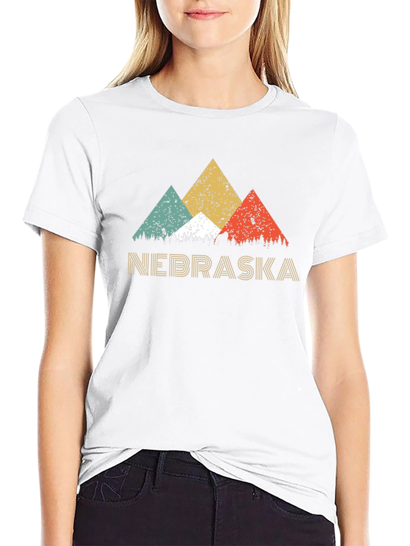 Retro Nebraska Mountain Graphic Tee - Black