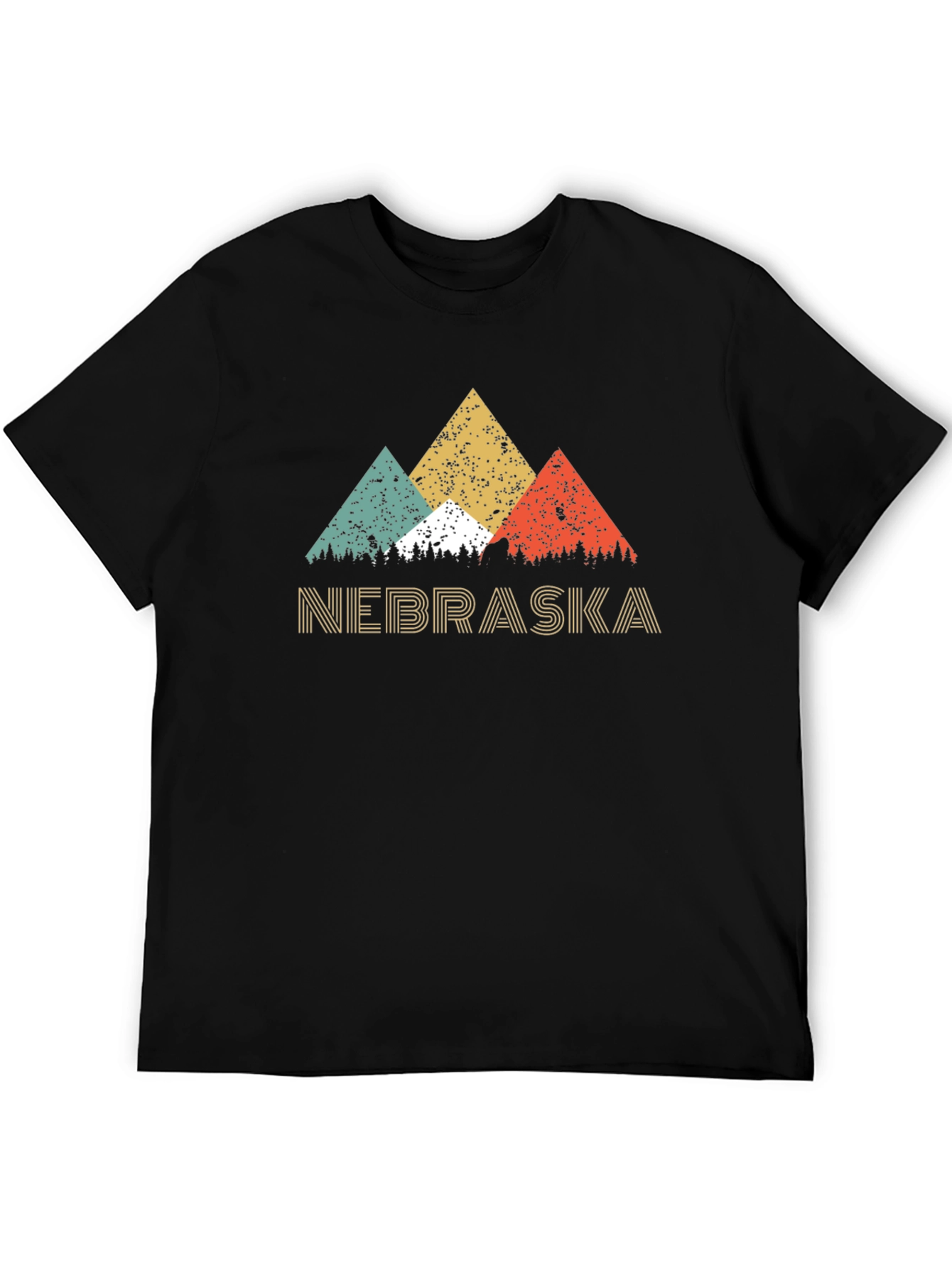 Retro Nebraska Mountain Graphic Tee - Black