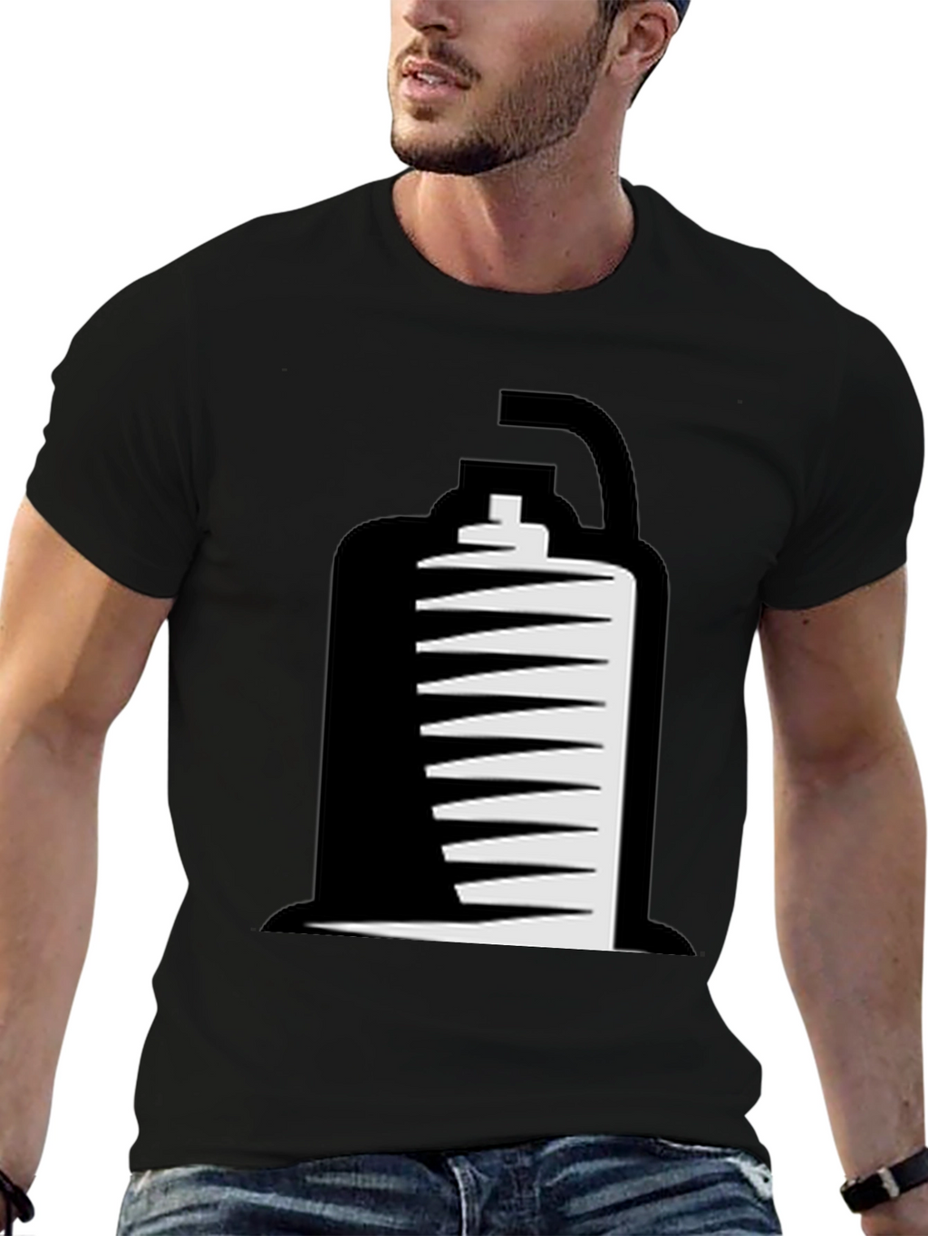 Black T-Shirt with Abstract Grenade Design