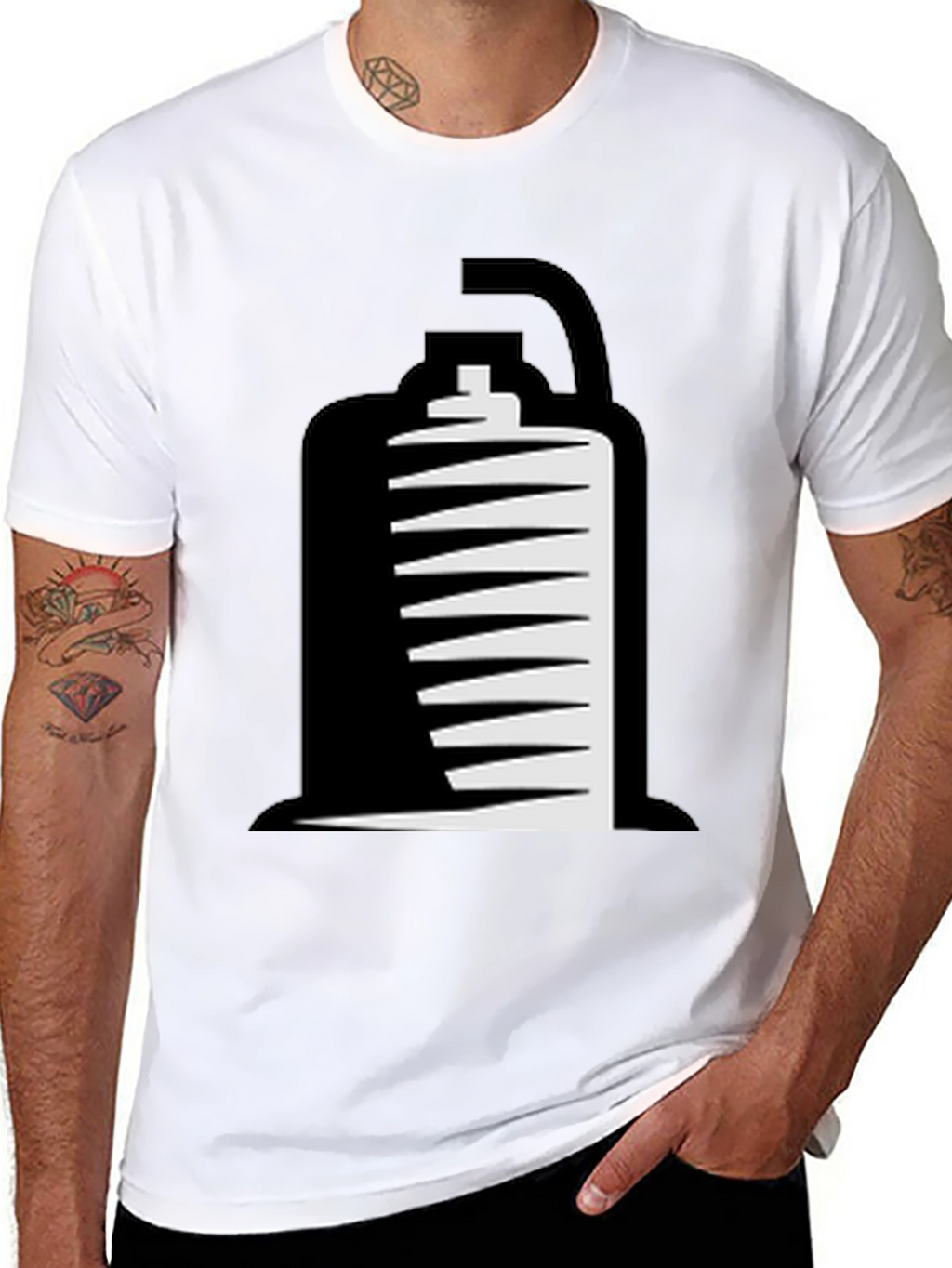 Black T-Shirt with Abstract Grenade Design