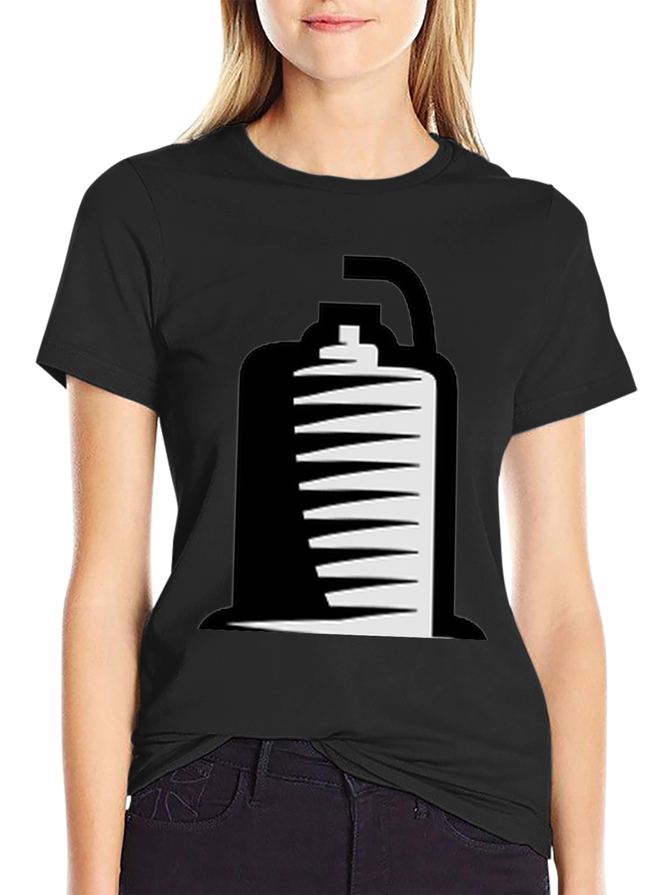 Black T-Shirt with Abstract Grenade Design