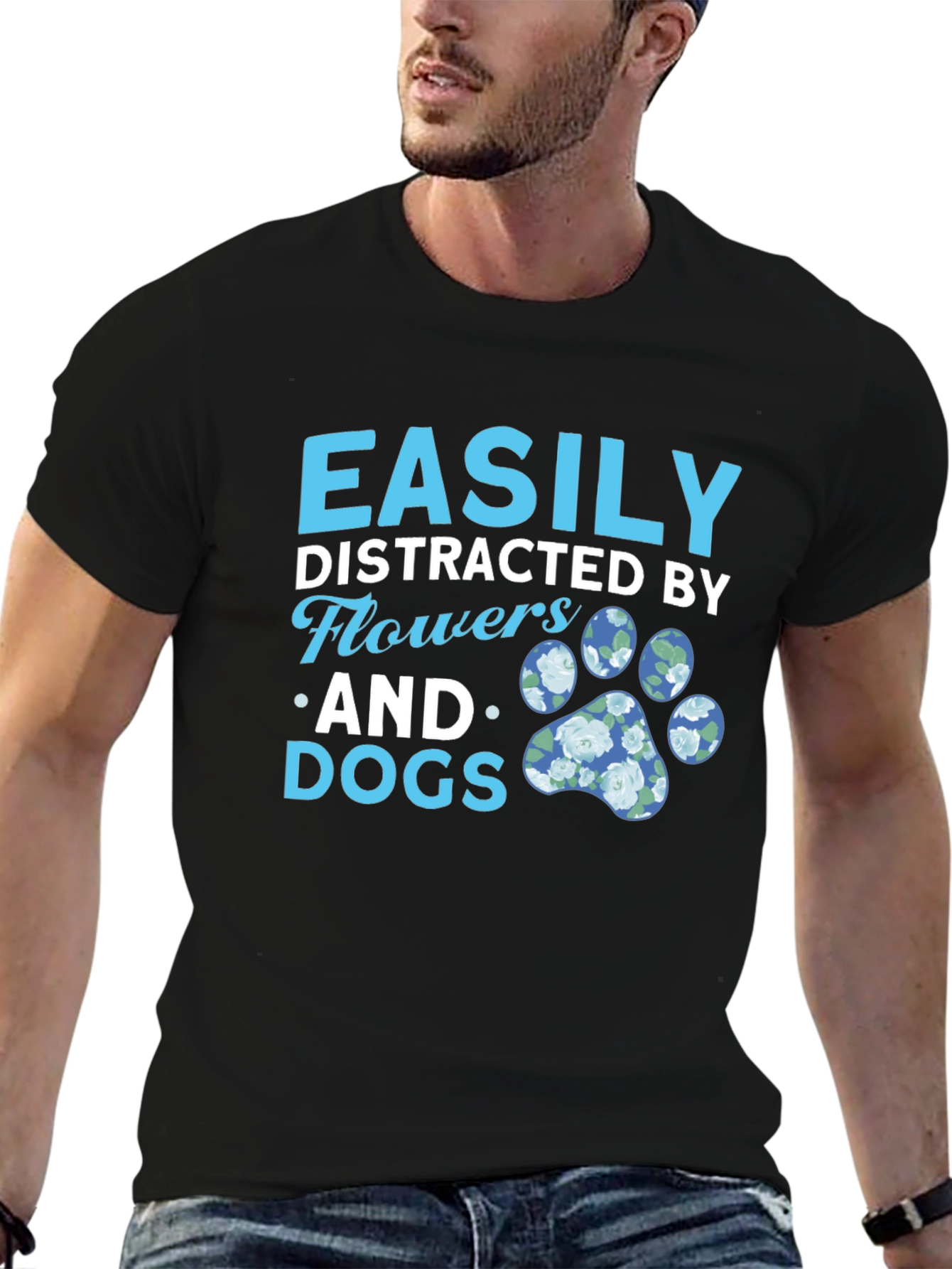Easily Distracted by Flowers and Dogs Graphic Tee