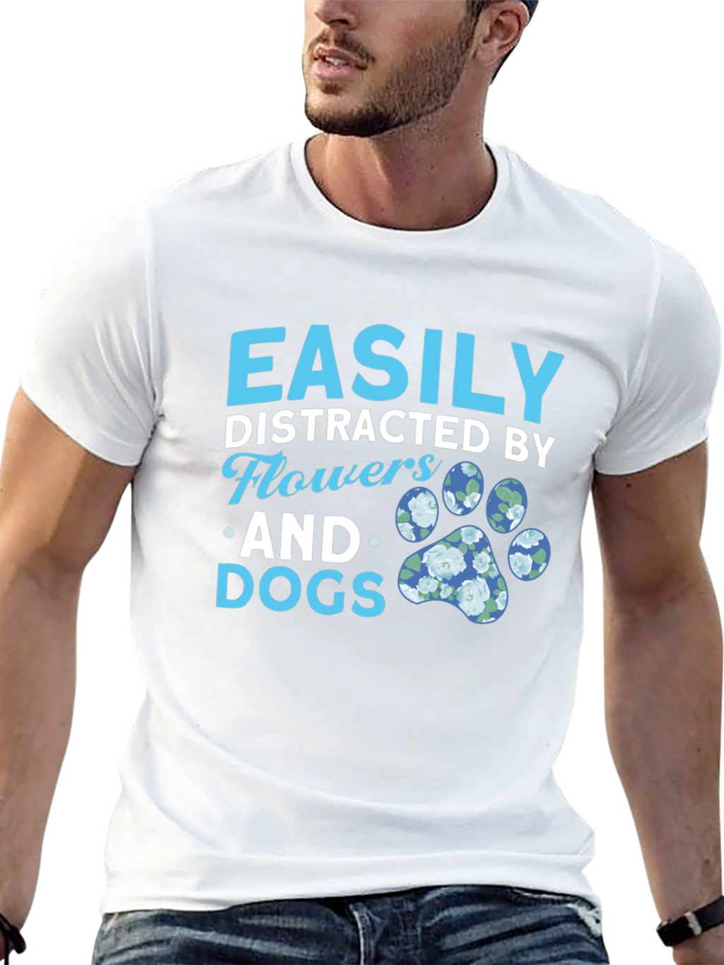 Easily Distracted by Flowers and Dogs Graphic Tee