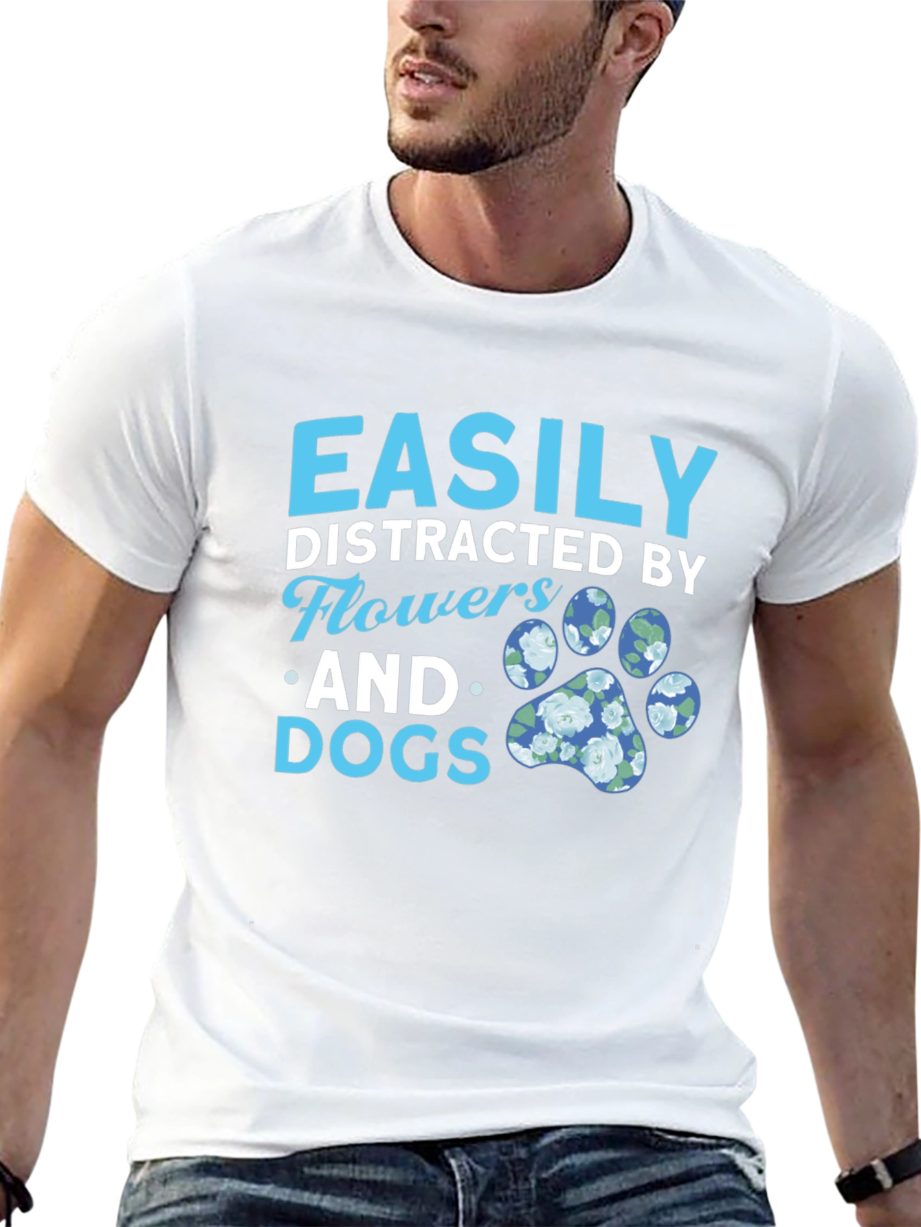 Easily Distracted by Flowers and Dogs Graphic Tee