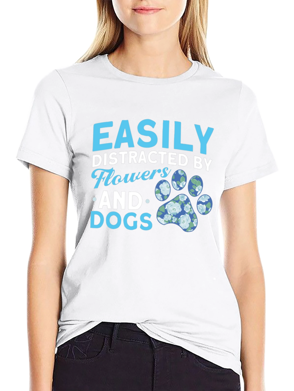 Easily Distracted by Flowers and Dogs Graphic Tee