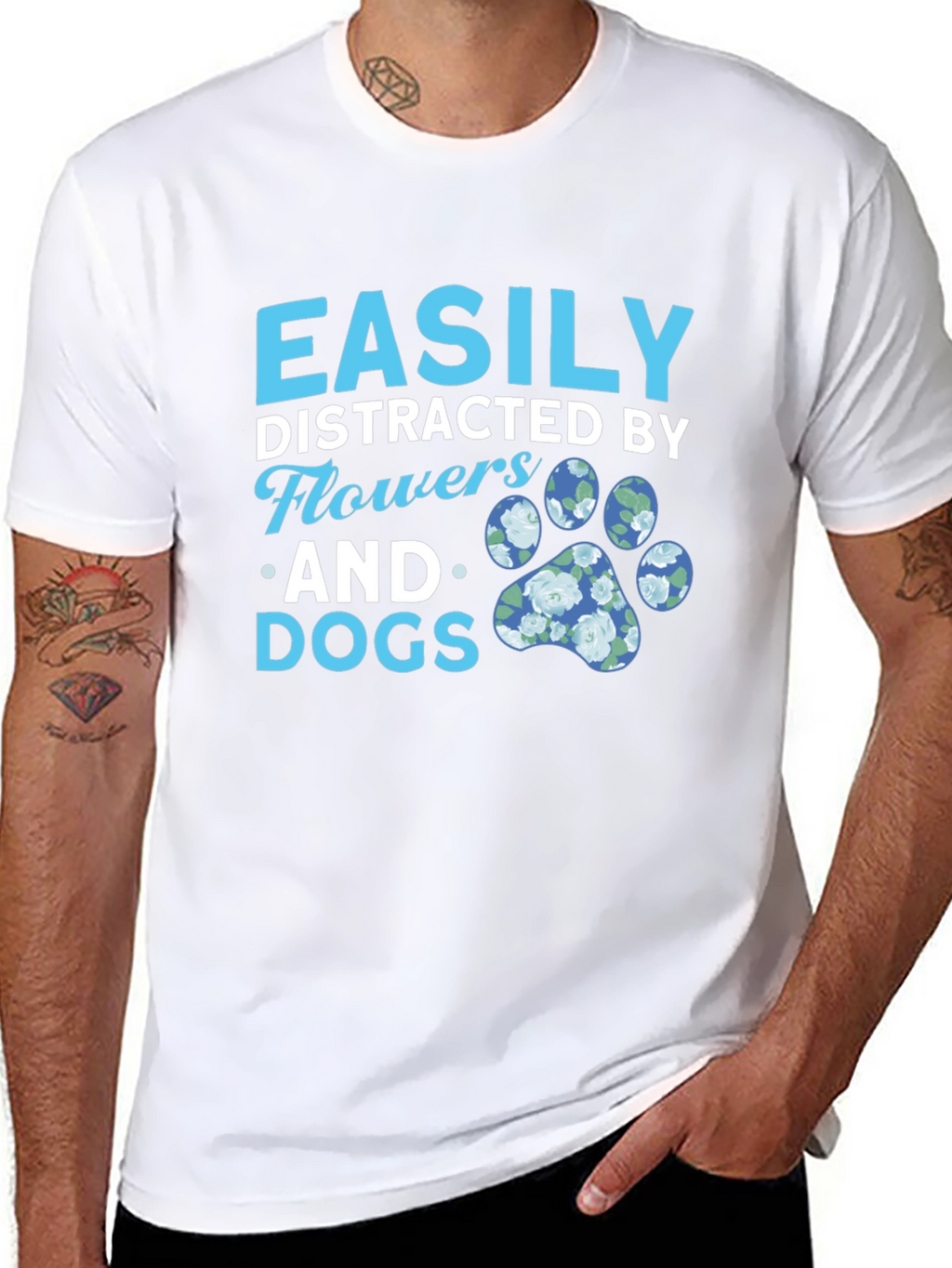 Easily Distracted by Flowers and Dogs Graphic Tee