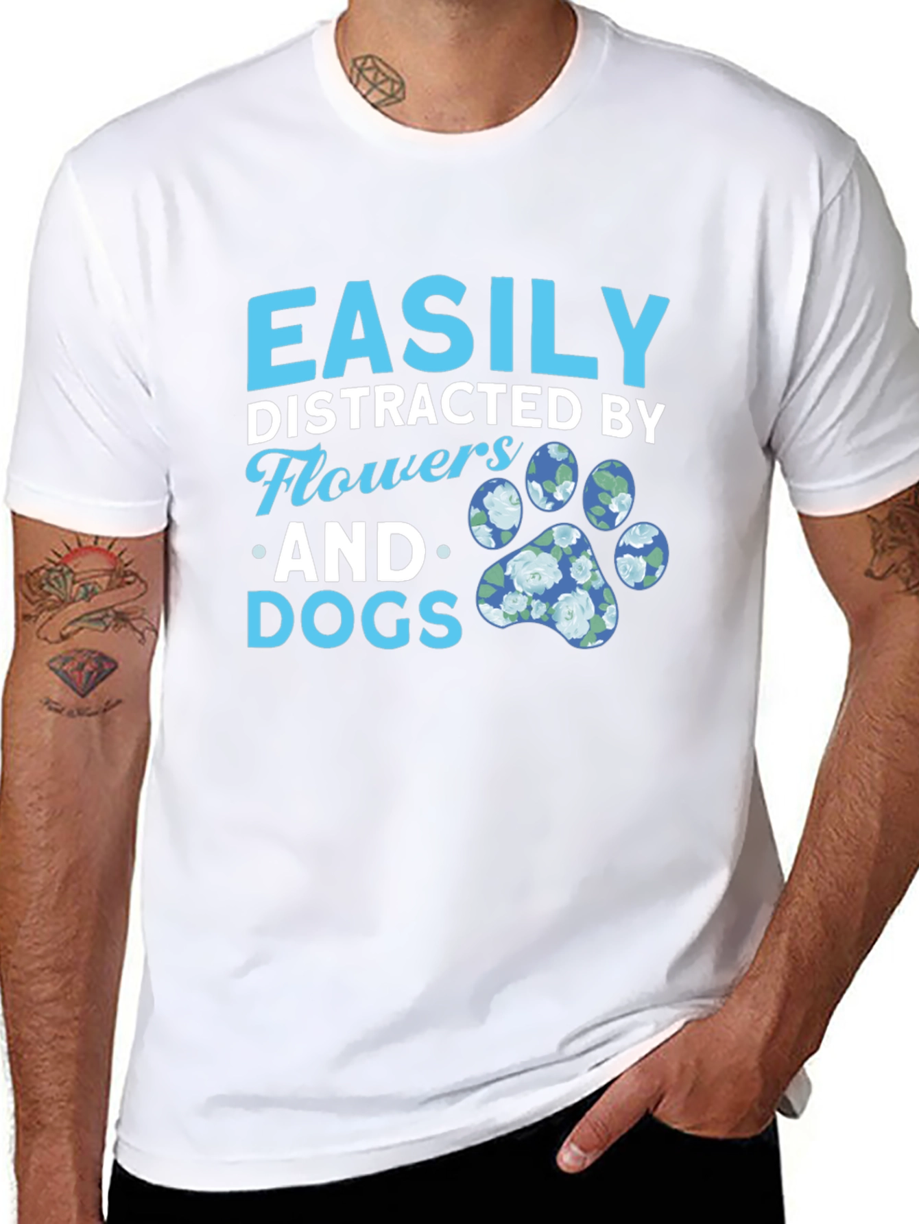 Easily Distracted by Flowers and Dogs Graphic Tee