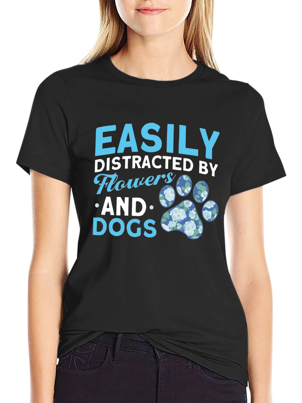Easily Distracted by Flowers and Dogs Graphic Tee