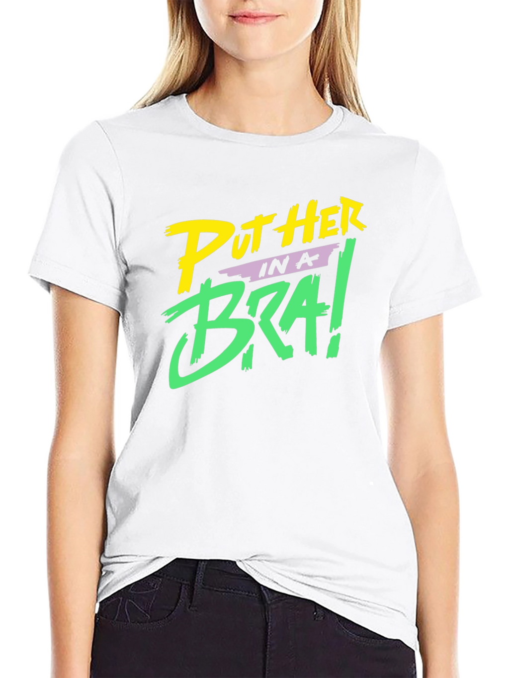 Put Her in a Bra! Black Graphic Tee