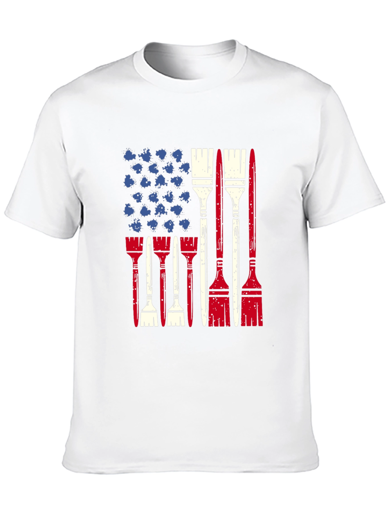Patriotic Painter T-Shirt - USA Flag Brush Design